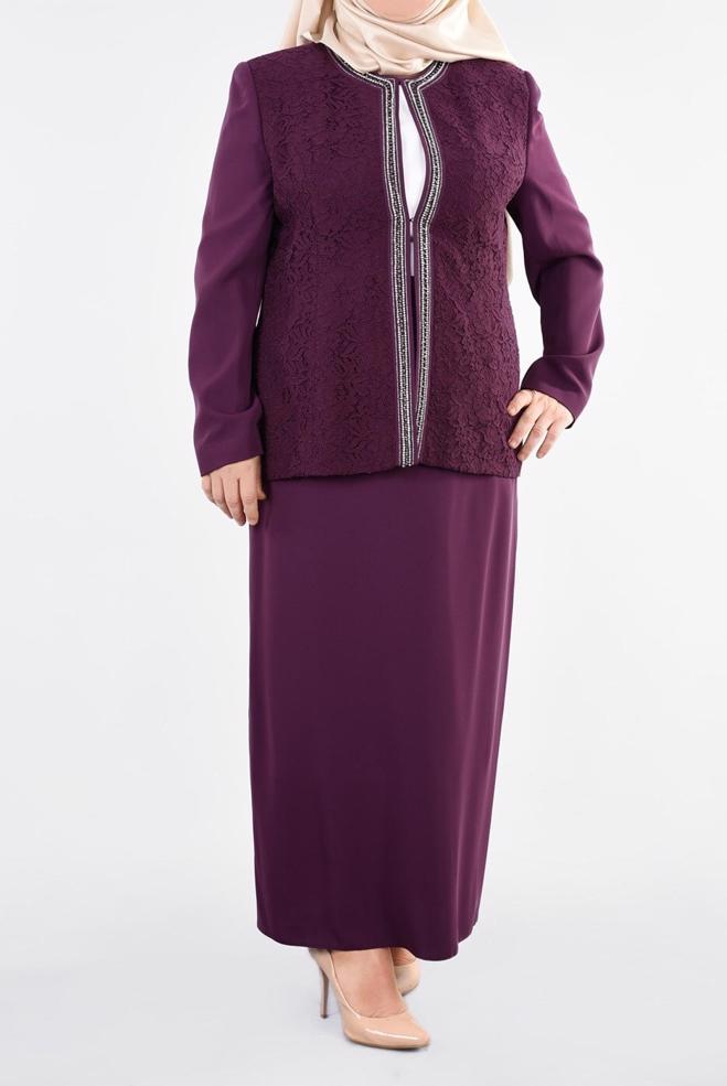 Tesettür giyim MOR 3391E ASLI 5929 3′LÜ ETEKLİ TAKIM 46/52 TEK44 - ALVİNA