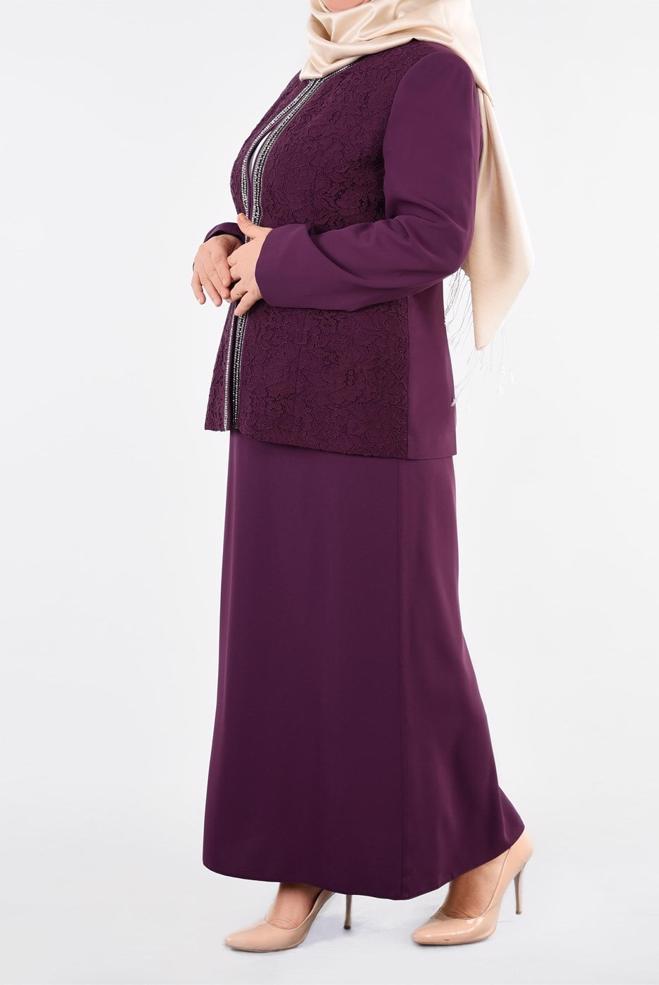 Tesettür giyim MOR 3391E ASLI 5929 3′LÜ ETEKLİ TAKIM 46/52 TEK44 - ALVİNA