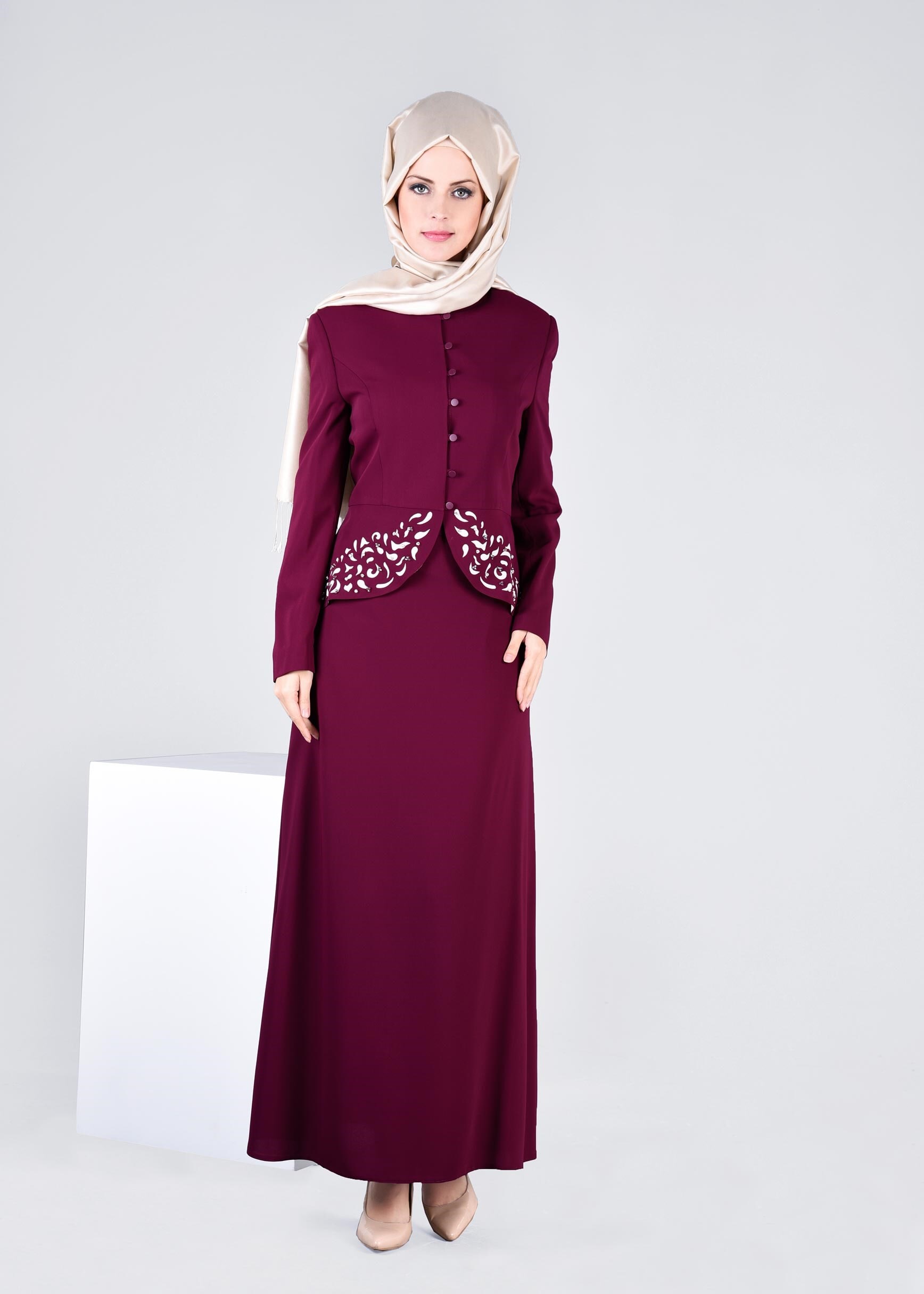 Tesettür giyim MOR 3392E ASLI 5929 2′Lİ ETEKLİ TAKIM 40/48 TEK38