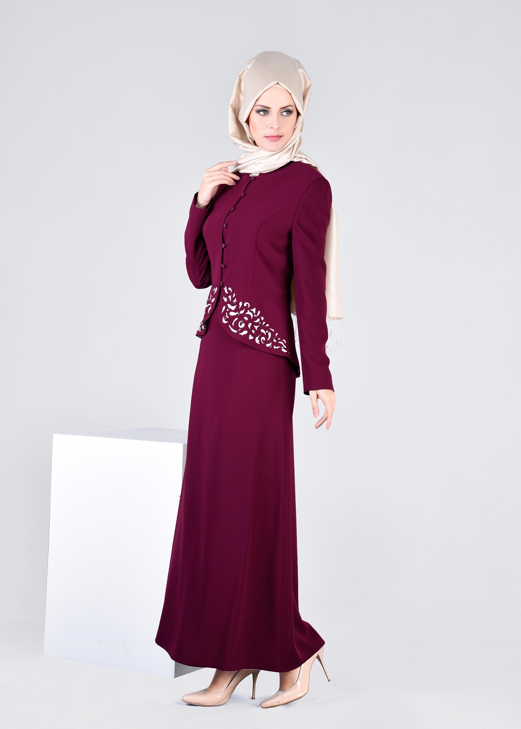 Tesettür giyim MOR 3392E ASLI 5929 2′Lİ ETEKLİ TAKIM 40/48 TEK38