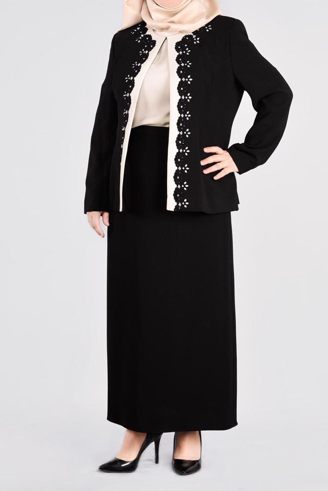 Vêtements hijab NOIR 3399E MARAL 5985 3′LÜ ETEKLİ TAKIM 46/52 TEK44 - ALVİNA