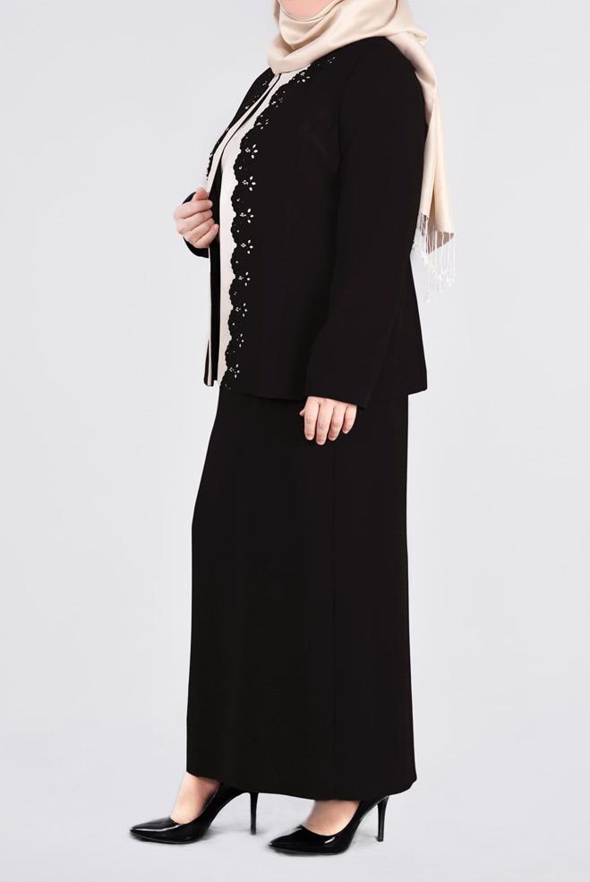 Vêtements hijab NOIR 3399E MARAL 5985 3′LÜ ETEKLİ TAKIM 46/52 TEK44 - ALVİNA