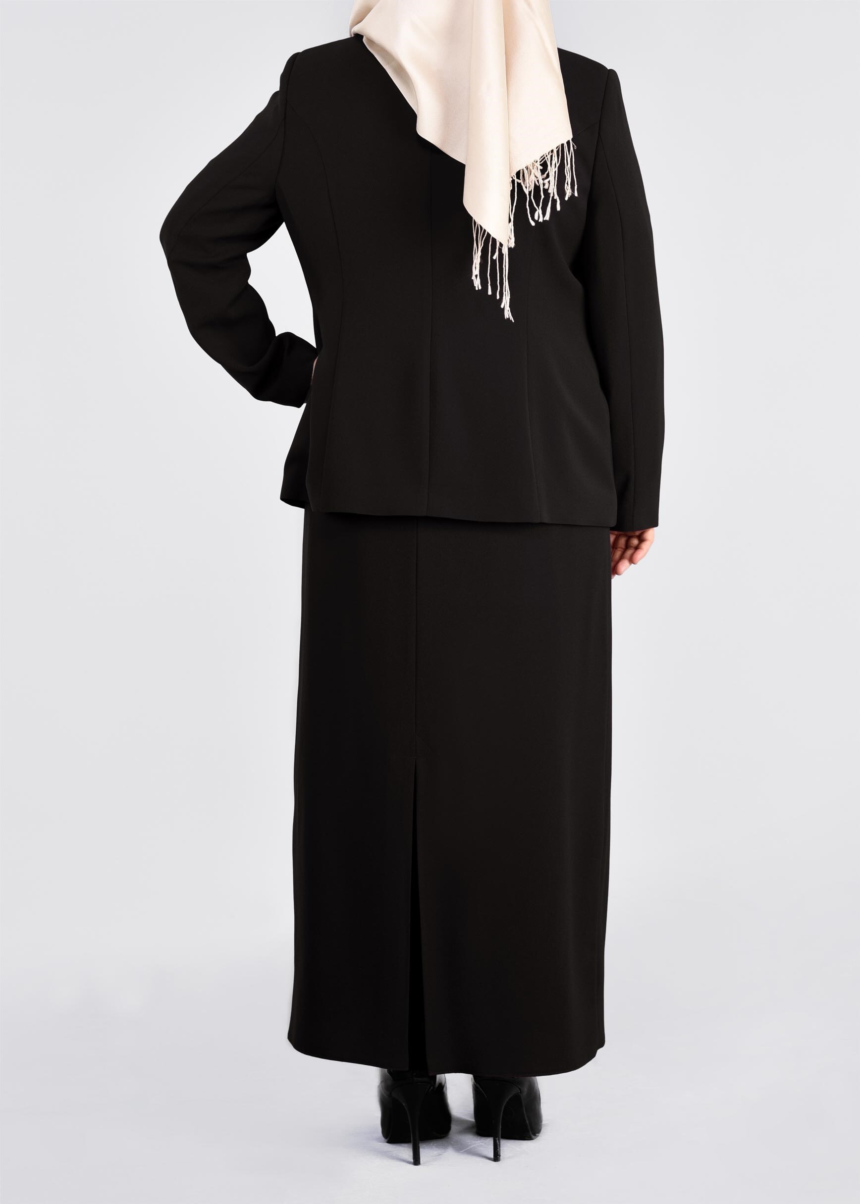 Tesettür giyim SİYAH 3399E MARAL 5985 3′LÜ ETEKLİ TAKIM 46/52 TEK44