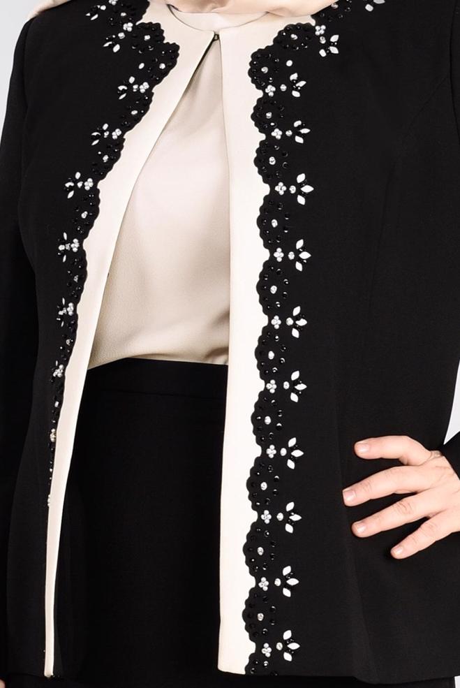 Vêtements hijab NOIR 3399E MARAL 5985 3′LÜ ETEKLİ TAKIM 46/52 TEK44 - ALVİNA