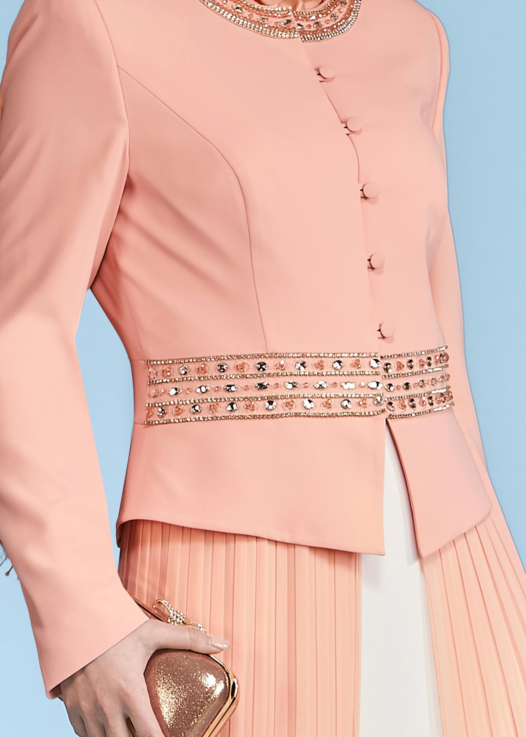 Tesettür giyim PUDRA 3369 ADRİNA 5587 2&prime;Lİ ELBİSELİ TAKIM 38/46