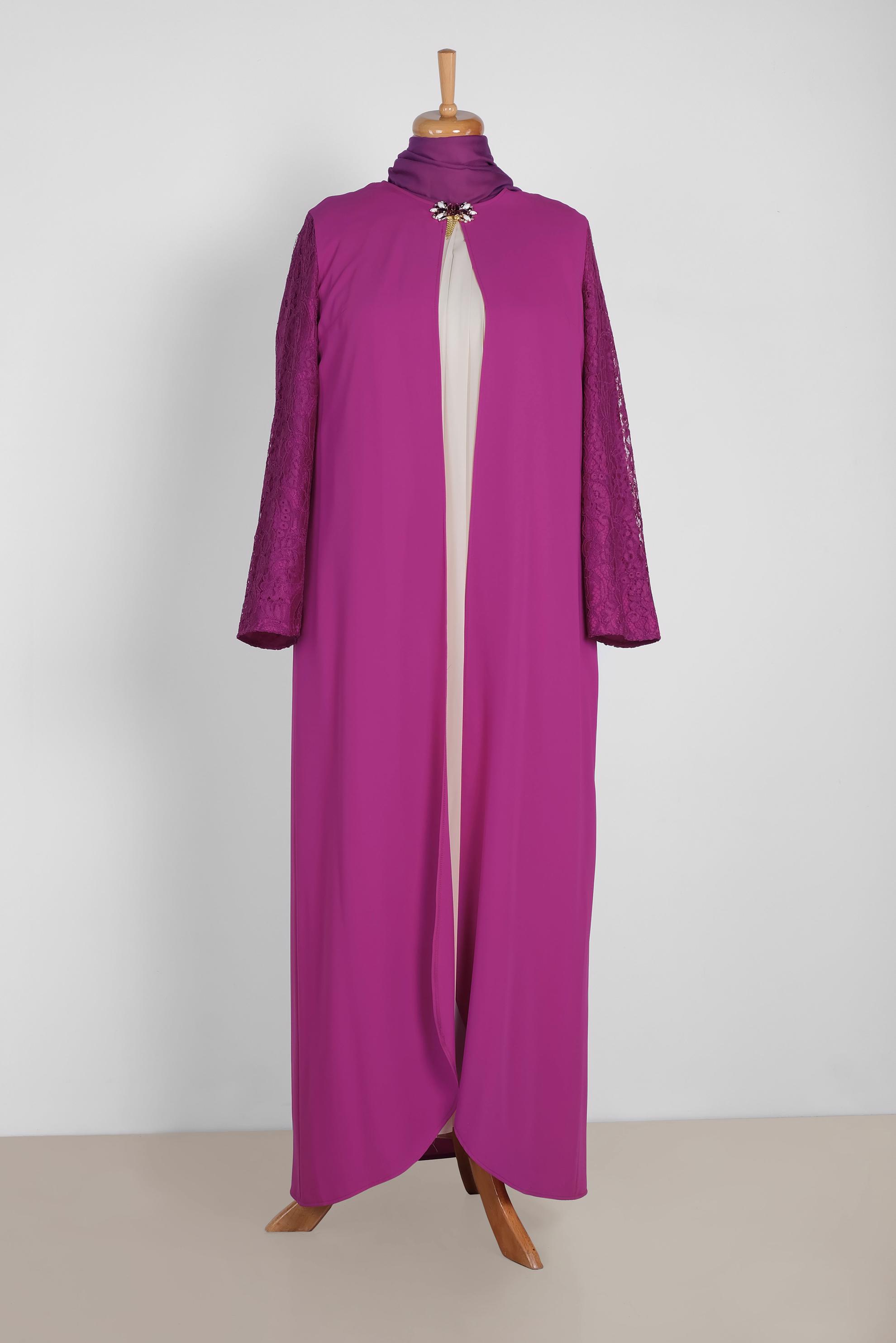 Tesettür giyim MOR 3370 ASLI 5929 2′Lİ ELBİSELİ TAKIM 42/48 TEK40