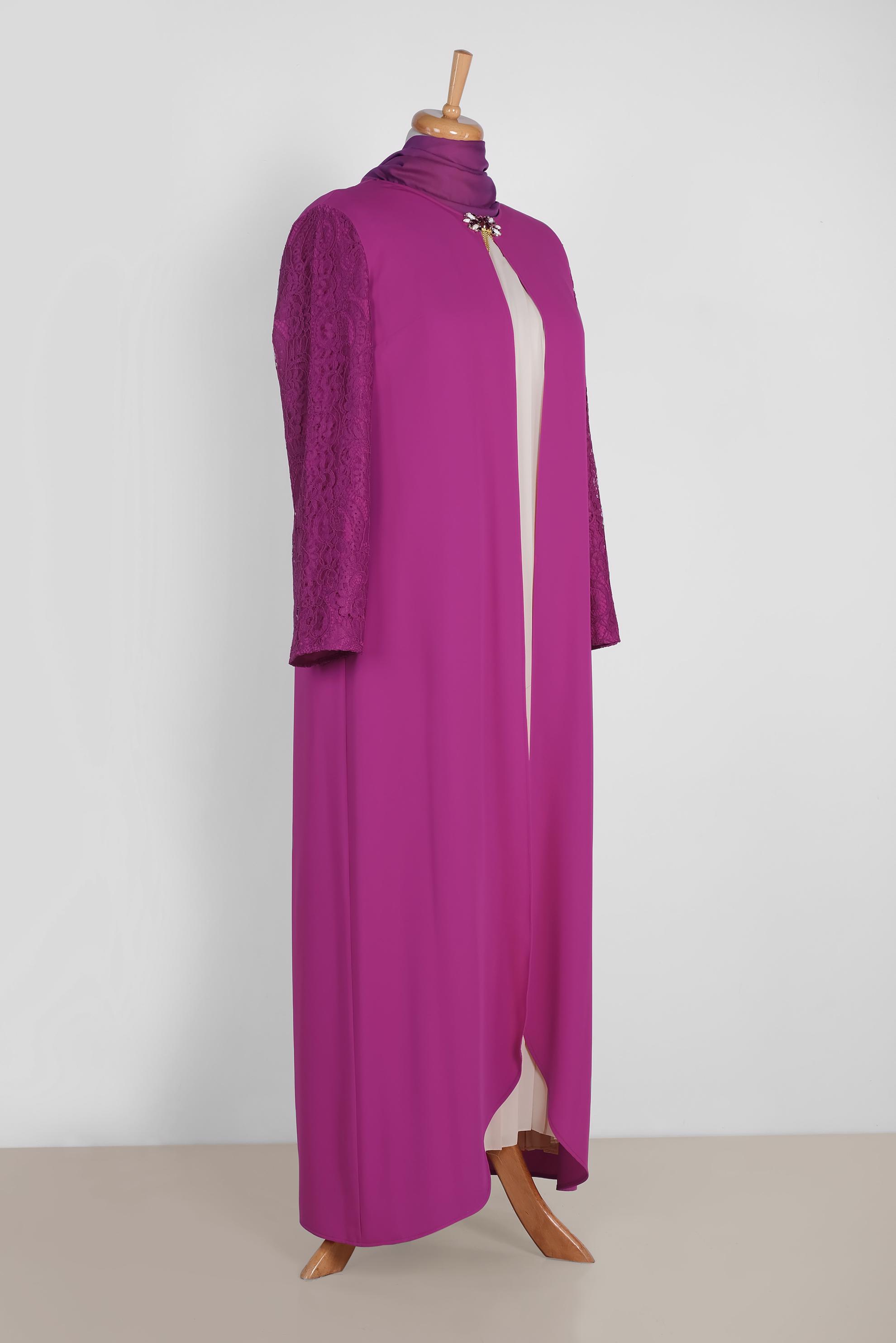 Tesettür giyim MOR 3370 ASLI 5929 2′Lİ ELBİSELİ TAKIM 42/48 TEK40