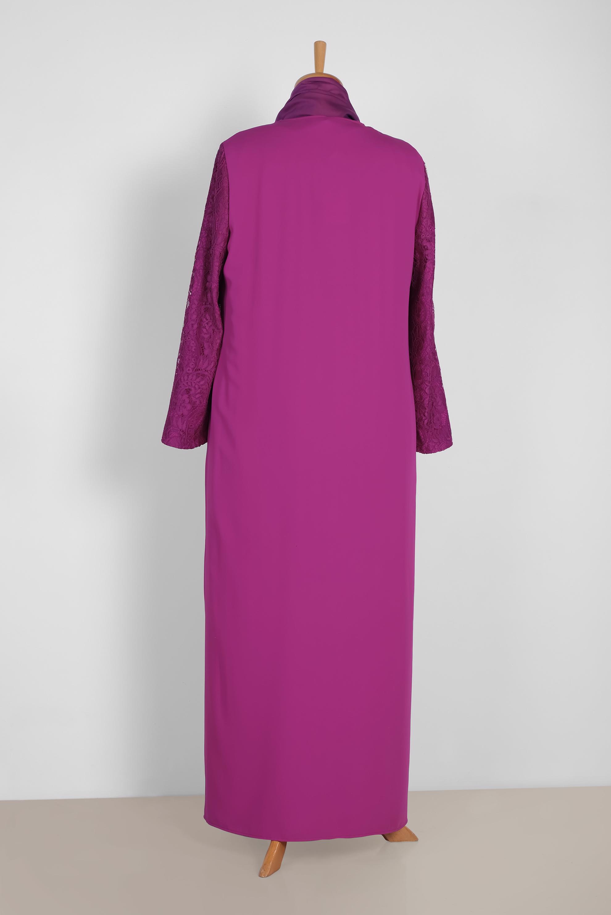 Tesettür giyim MOR 3370 ASLI 5929 2′Lİ ELBİSELİ TAKIM 42/48 TEK40