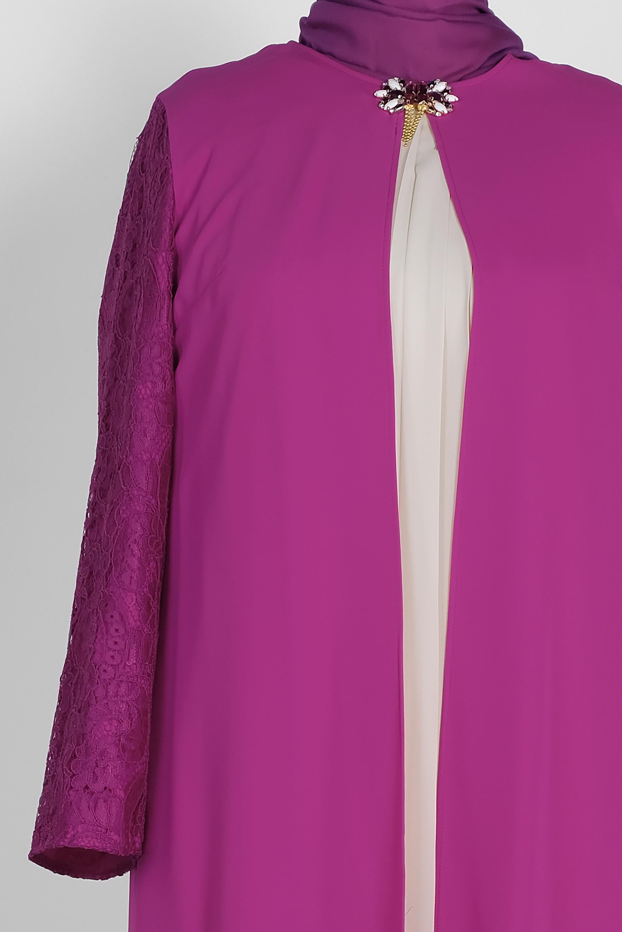 Tesettür giyim MOR 3370 ASLI 5929 2′Lİ ELBİSELİ TAKIM 42/48 TEK40