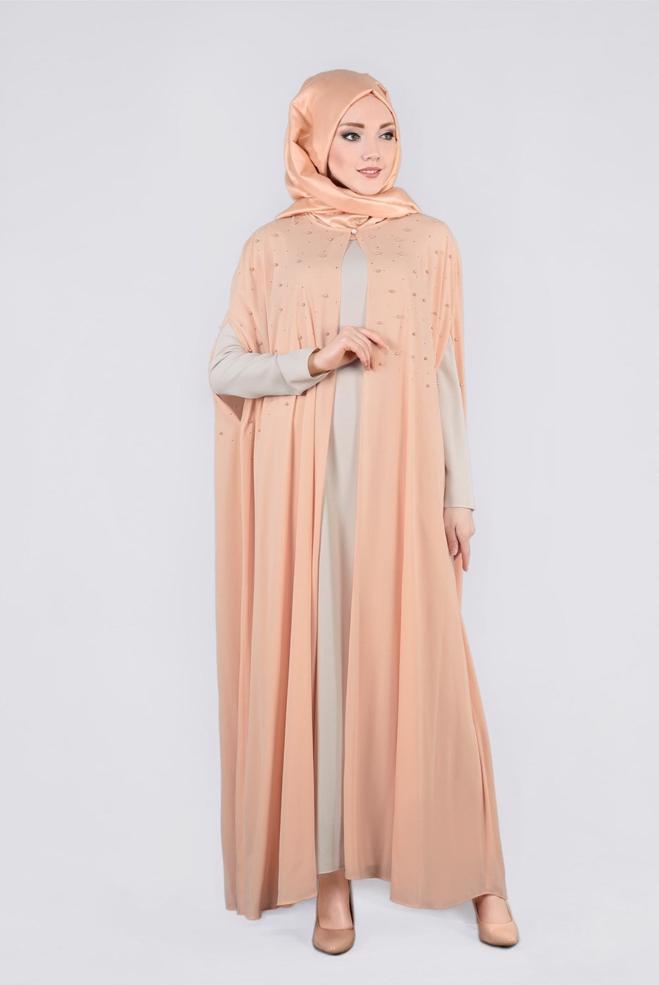 Vêtements hijab POUDRE 3376 ESİNTİ 2′Lİ ELBİSELİ TAKIM 42/48 - ALVİNA