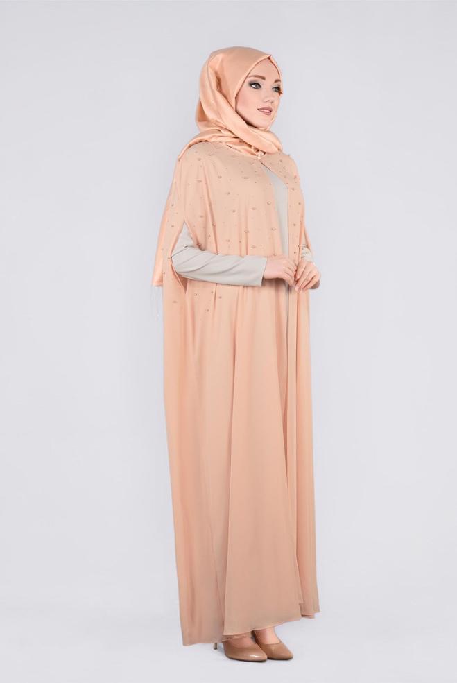Vêtements hijab POUDRE 3376 ESİNTİ 2′Lİ ELBİSELİ TAKIM 42/48 - ALVİNA