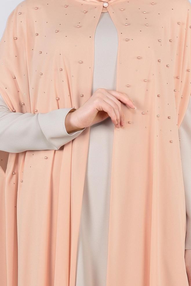 Vêtements hijab POUDRE 3376 ESİNTİ 2′Lİ ELBİSELİ TAKIM 42/48 - ALVİNA