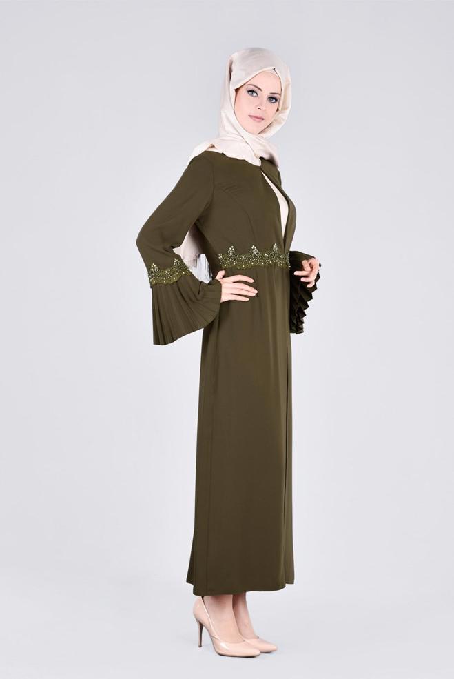 Vêtements hijab KAKI 3379 VİRONA 2′Lİ ELBİSELİ TAKIM 42/48 - ALVİNA