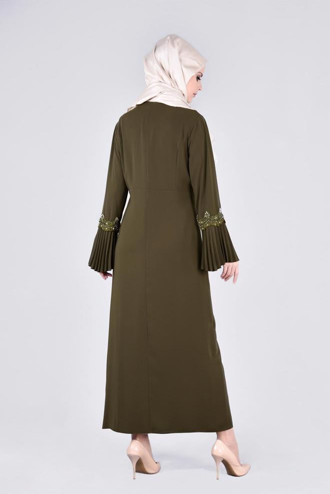 Vêtements hijab KAKI 3379 VİRONA 2′Lİ ELBİSELİ TAKIM 42/48 - ALVİNA