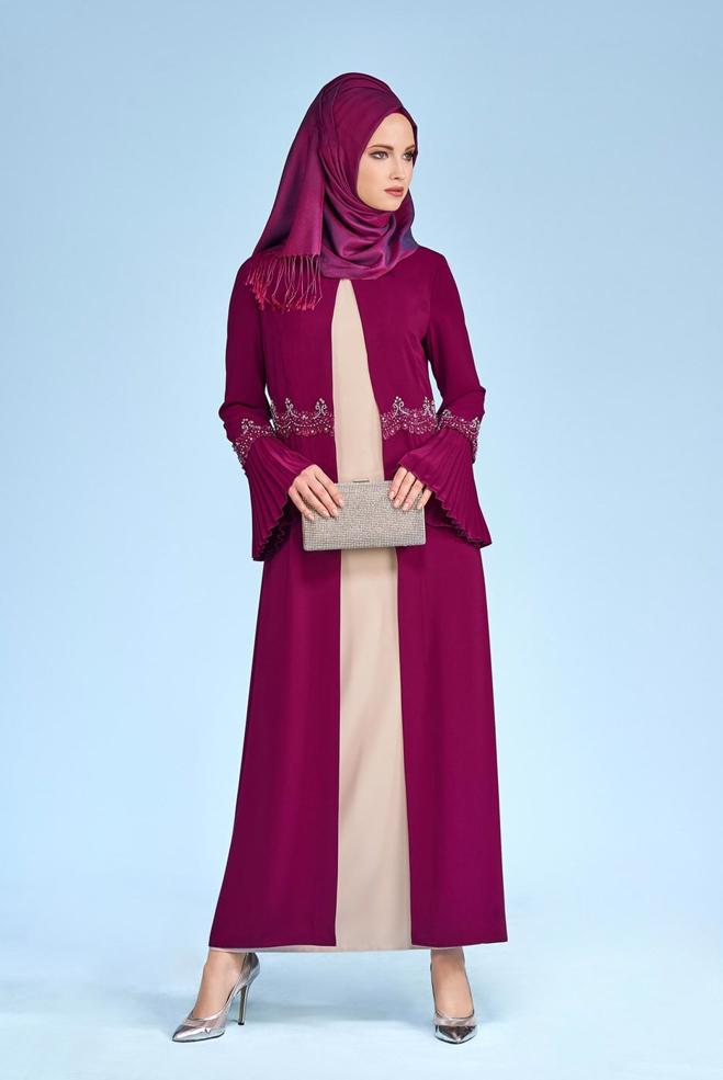Vêtements hijab PRUNE 3379 VİRONA 2′Lİ ELBİSELİ TAKIM 42/48 - ALVİNA