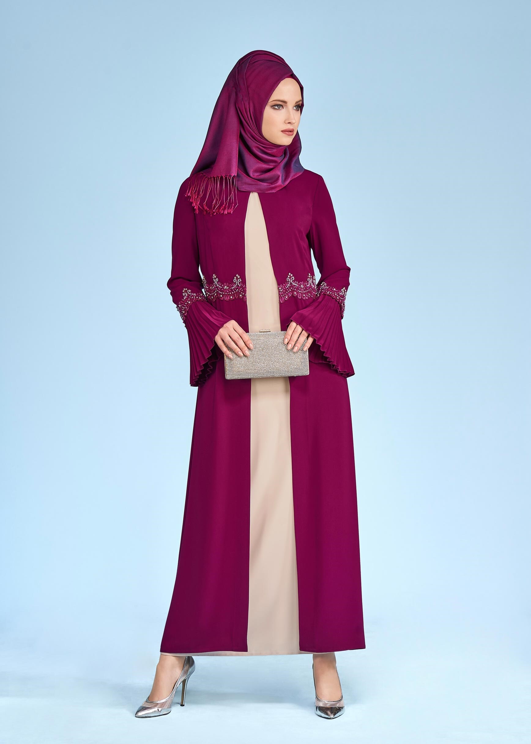 Tesettür giyim MÜRDÜM 3379 VİRONA 2′Lİ ELBİSELİ TAKIM 42/48