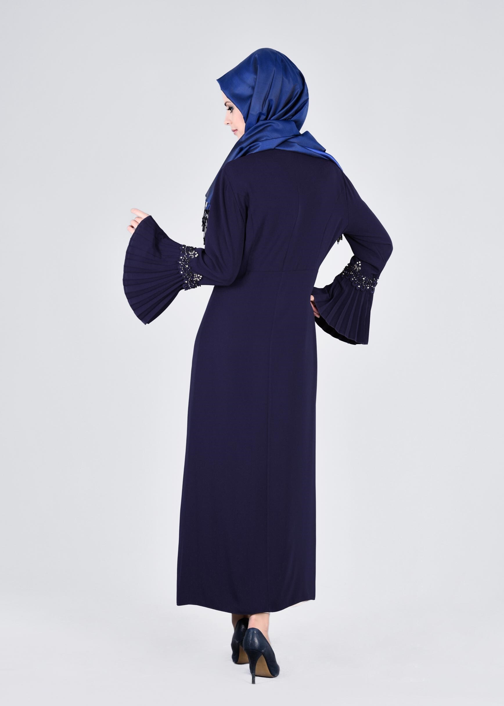 Tesettür giyim LACİVERT İKİLİ ELBİSELİ TAKIM 3379