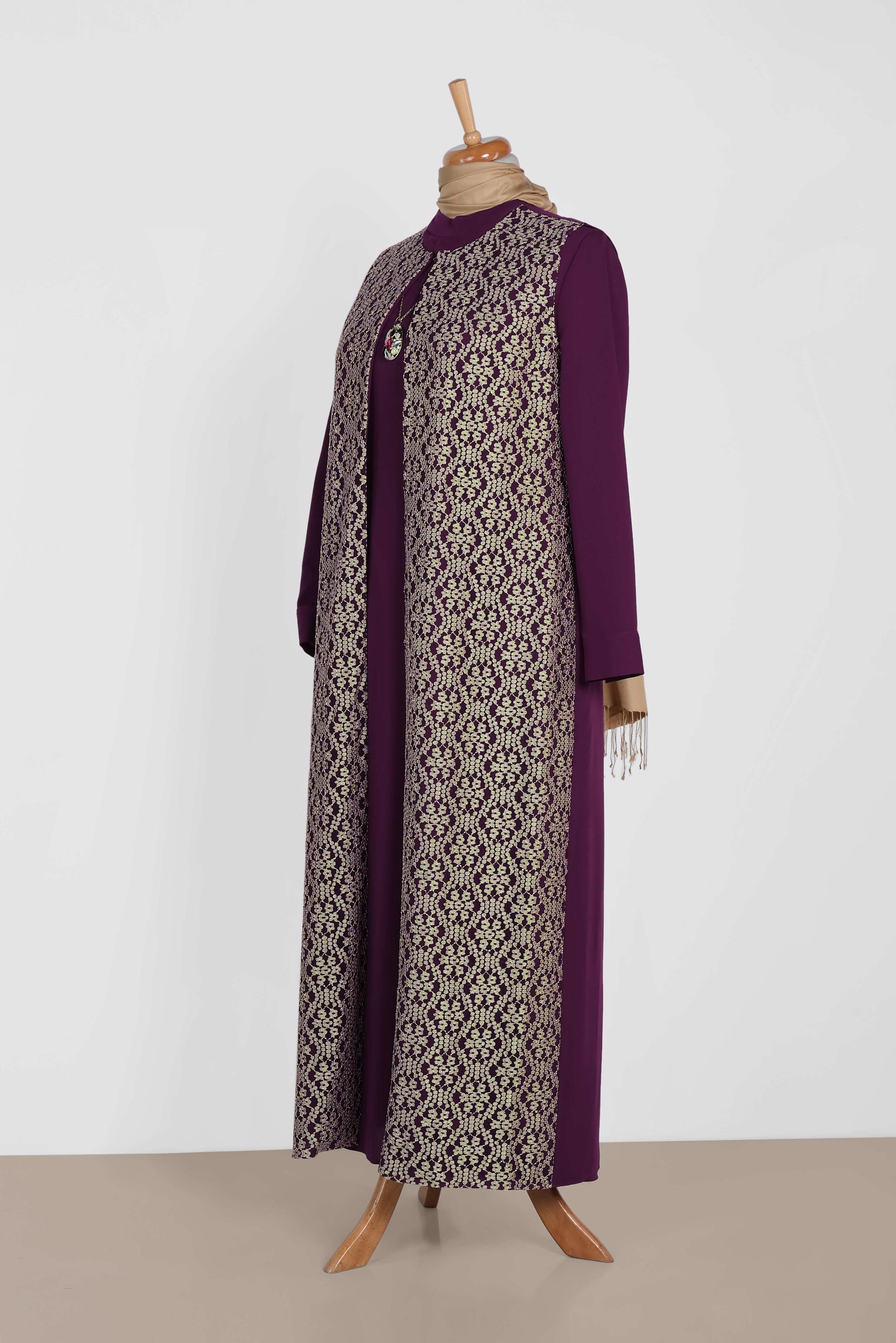 Tesettür giyim MÜRDÜM 3390 NİL CREP 2&prime;Lİ ELBİSELİ TAKIM 44/50 TEK46