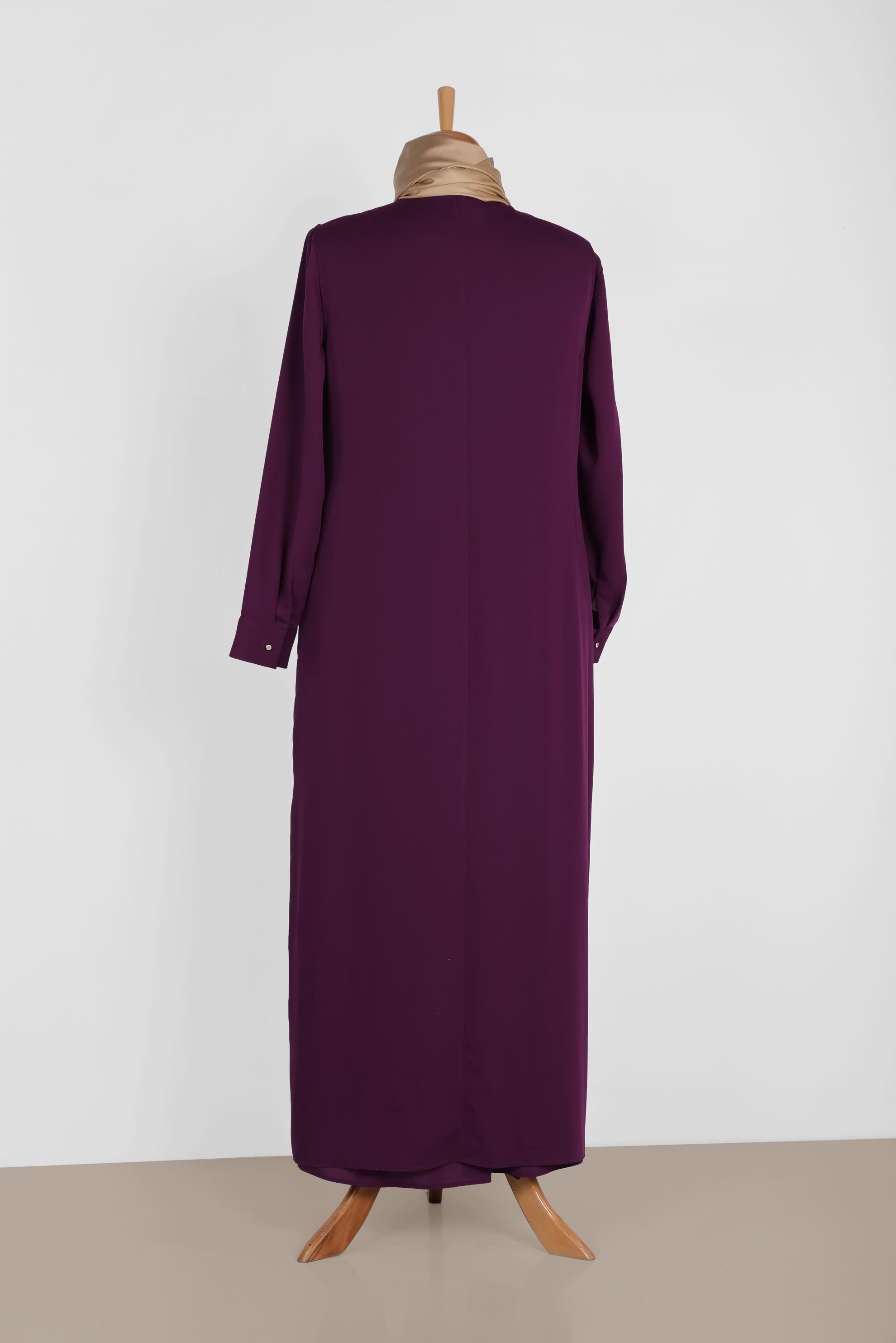 Tesettür giyim MÜRDÜM 3390 NİL CREP 2&prime;Lİ ELBİSELİ TAKIM 44/50 TEK46