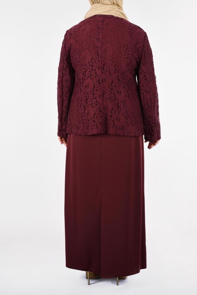 Vêtements hijab ROUGE BORDEAUX 3395 NEW LOREN 2′Lİ ELBİSELİ TAKIM 44/50 TEK46 - ALVİNA