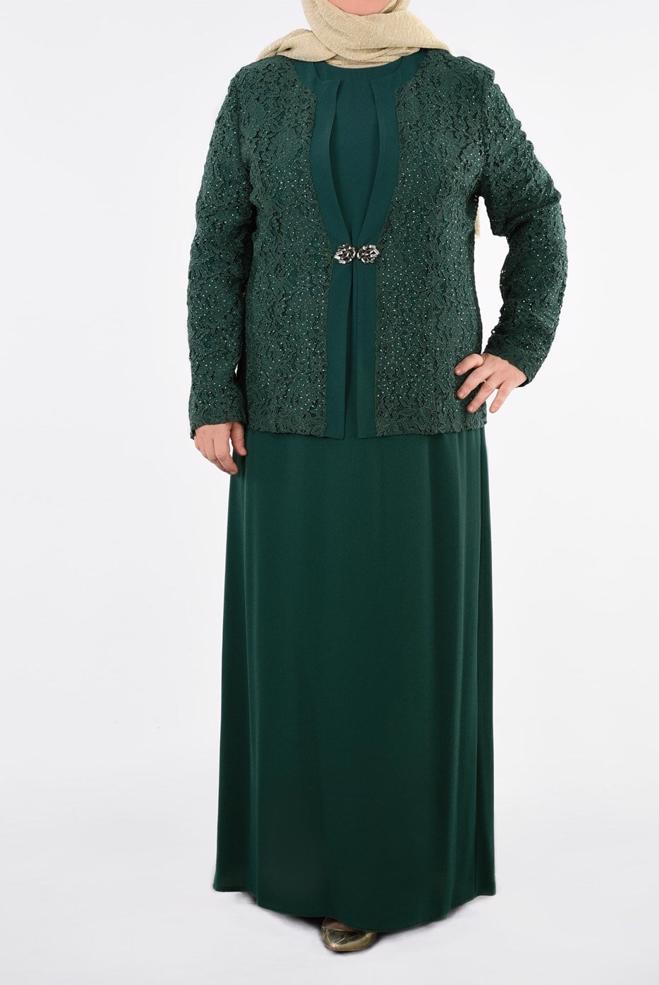 Vêtements hijab VERT 3395 NEW LOREN 2′Lİ ELBİSELİ TAKIM 44/50 TEK46 - ALVİNA