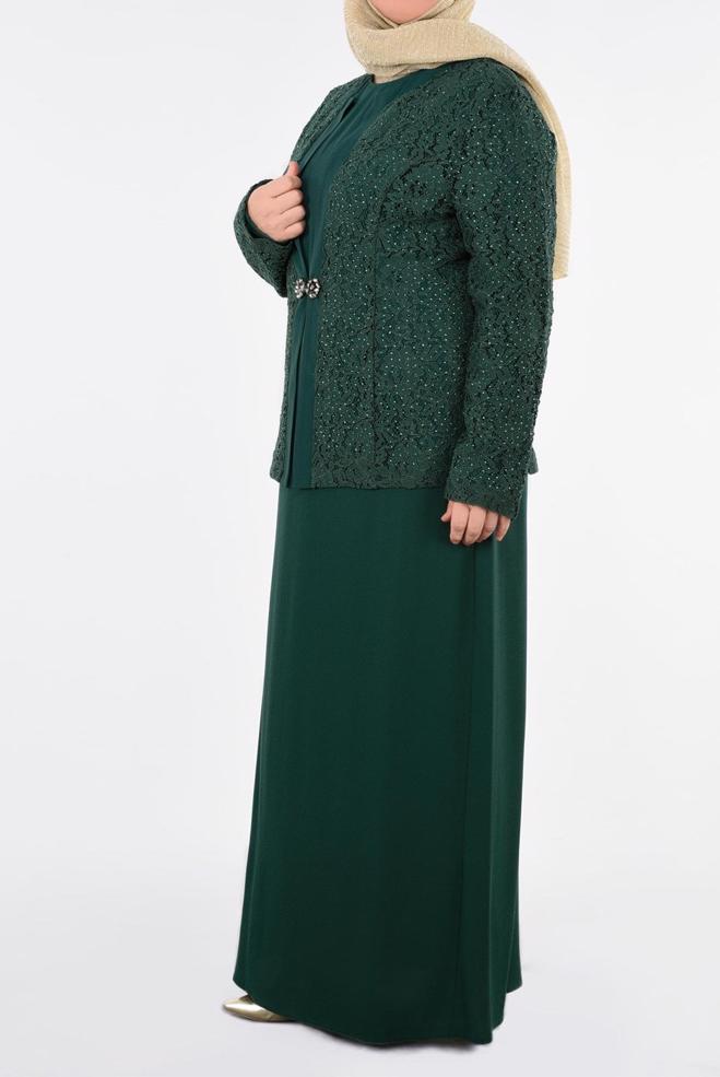 Vêtements hijab VERT 3395 NEW LOREN 2′Lİ ELBİSELİ TAKIM 44/50 TEK46 - ALVİNA