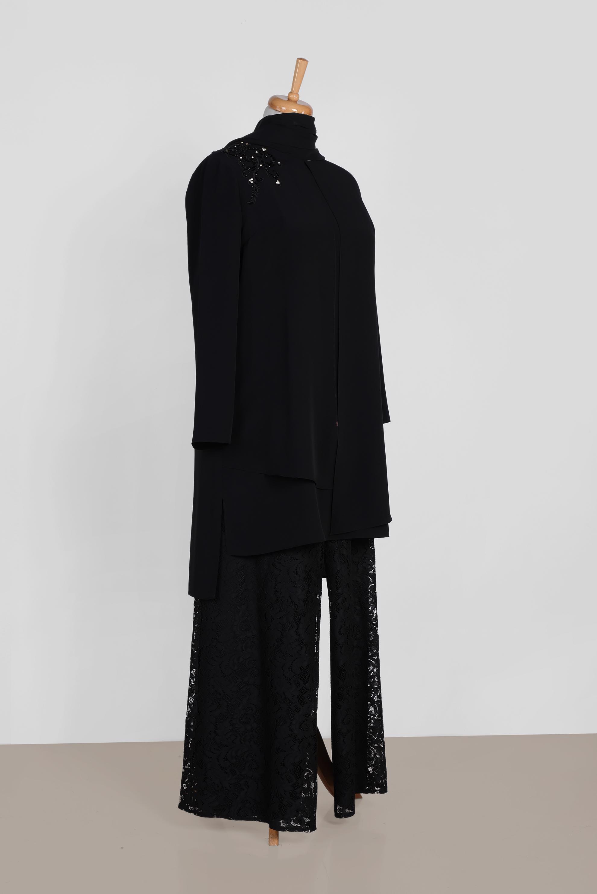 Tesettür giyim SİYAH 3364P NEW LOREN 2&prime;Lİ PANT.TAKIM 42/48 TEK40