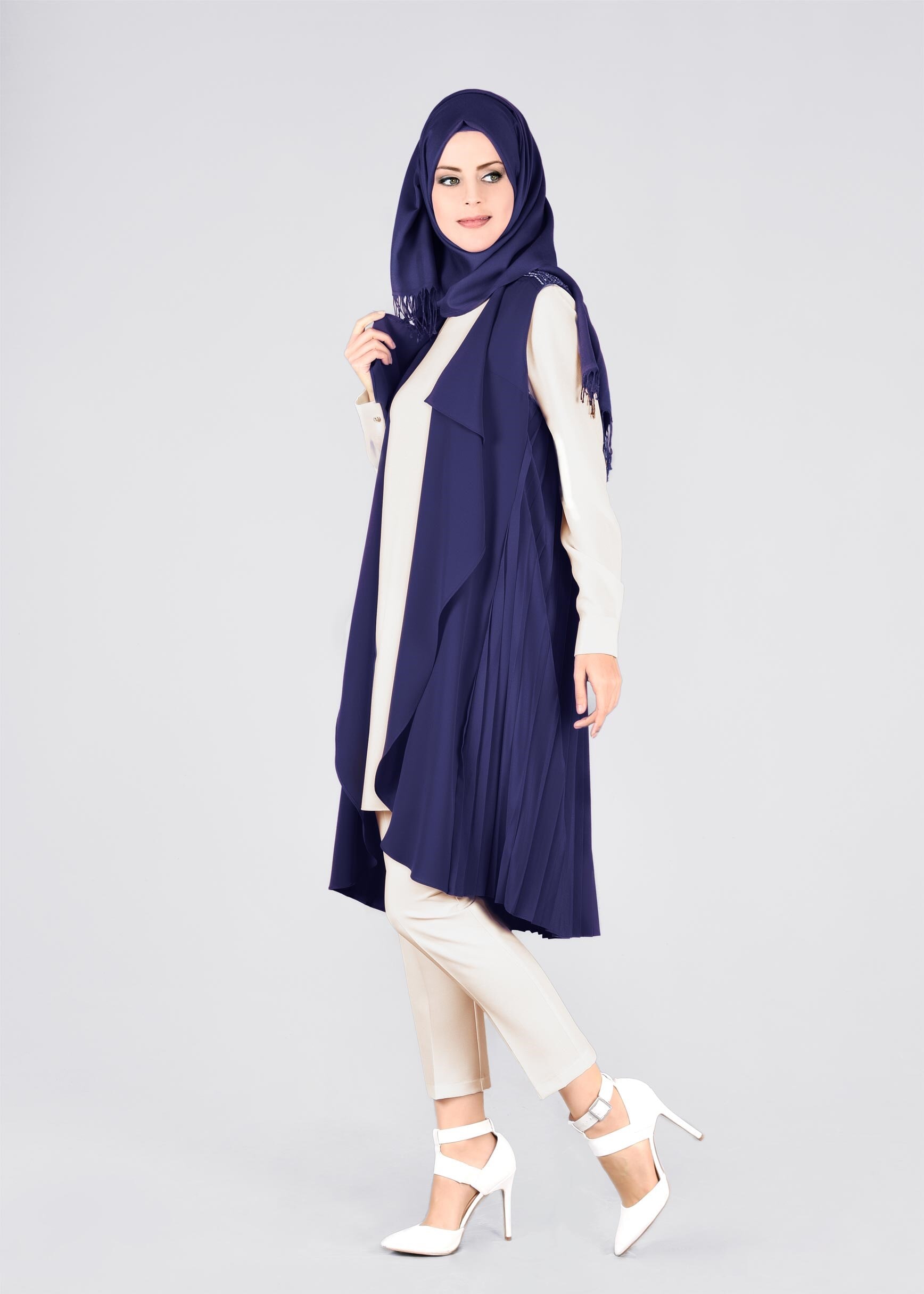 Tesettür giyim LACİVERT 3365P CRİSS 3&prime;LÜ PANT.TAKIM 38/44 TEK40