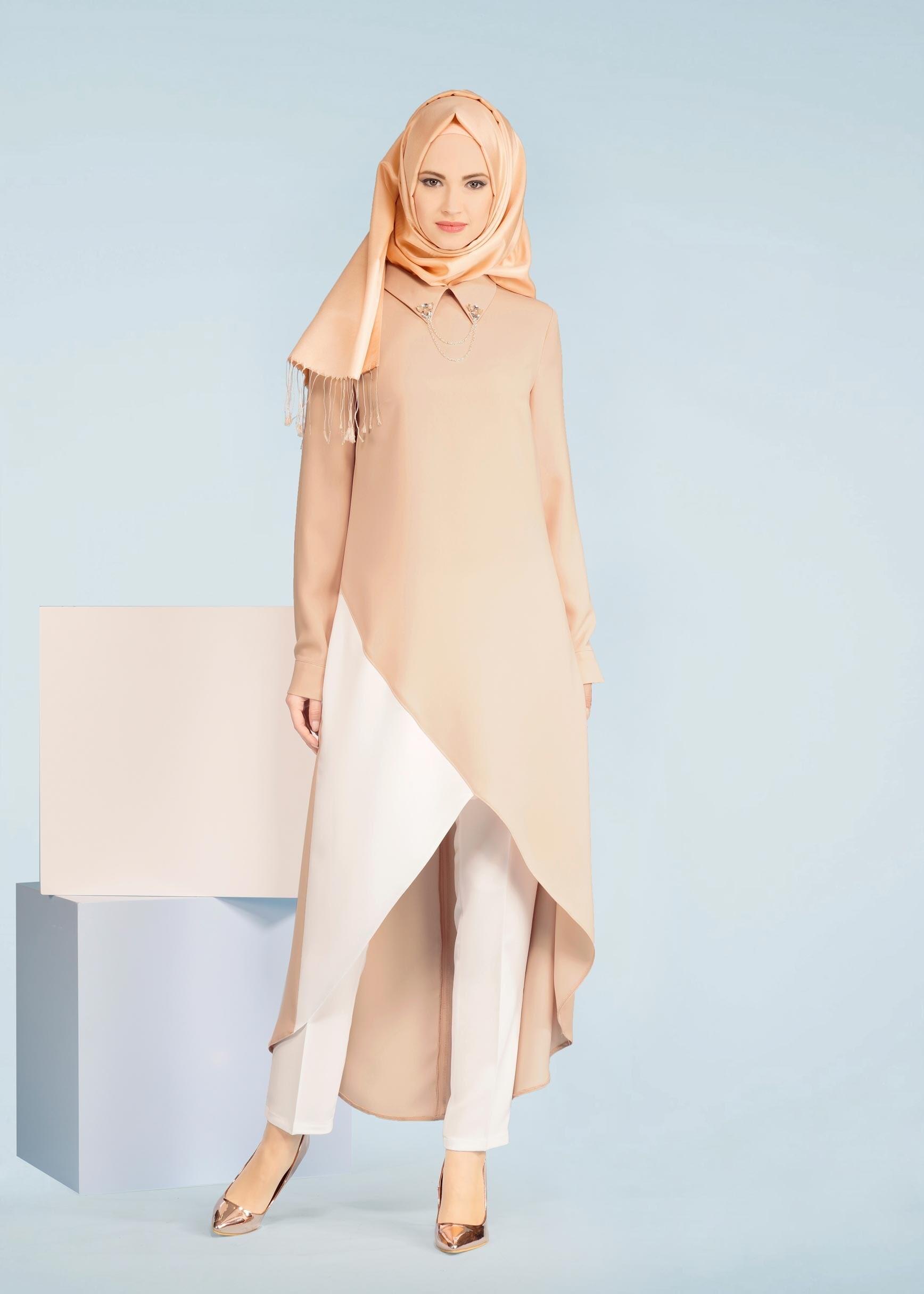 Tesettür giyim PUDRA 3368P KİWON 2&prime;Lİ PANT.TAKIM 38/46 TEK40