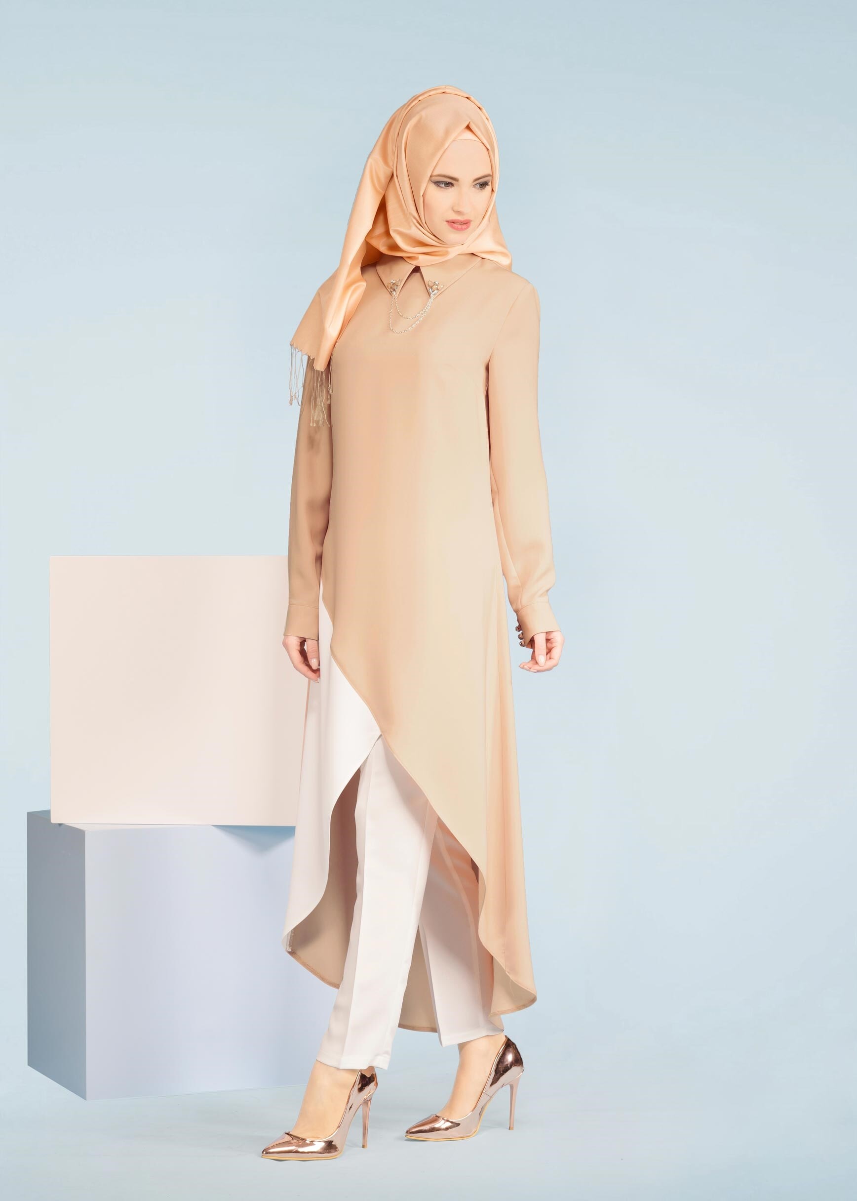 Tesettür giyim PUDRA 3368P KİWON 2&prime;Lİ PANT.TAKIM 38/46 TEK40