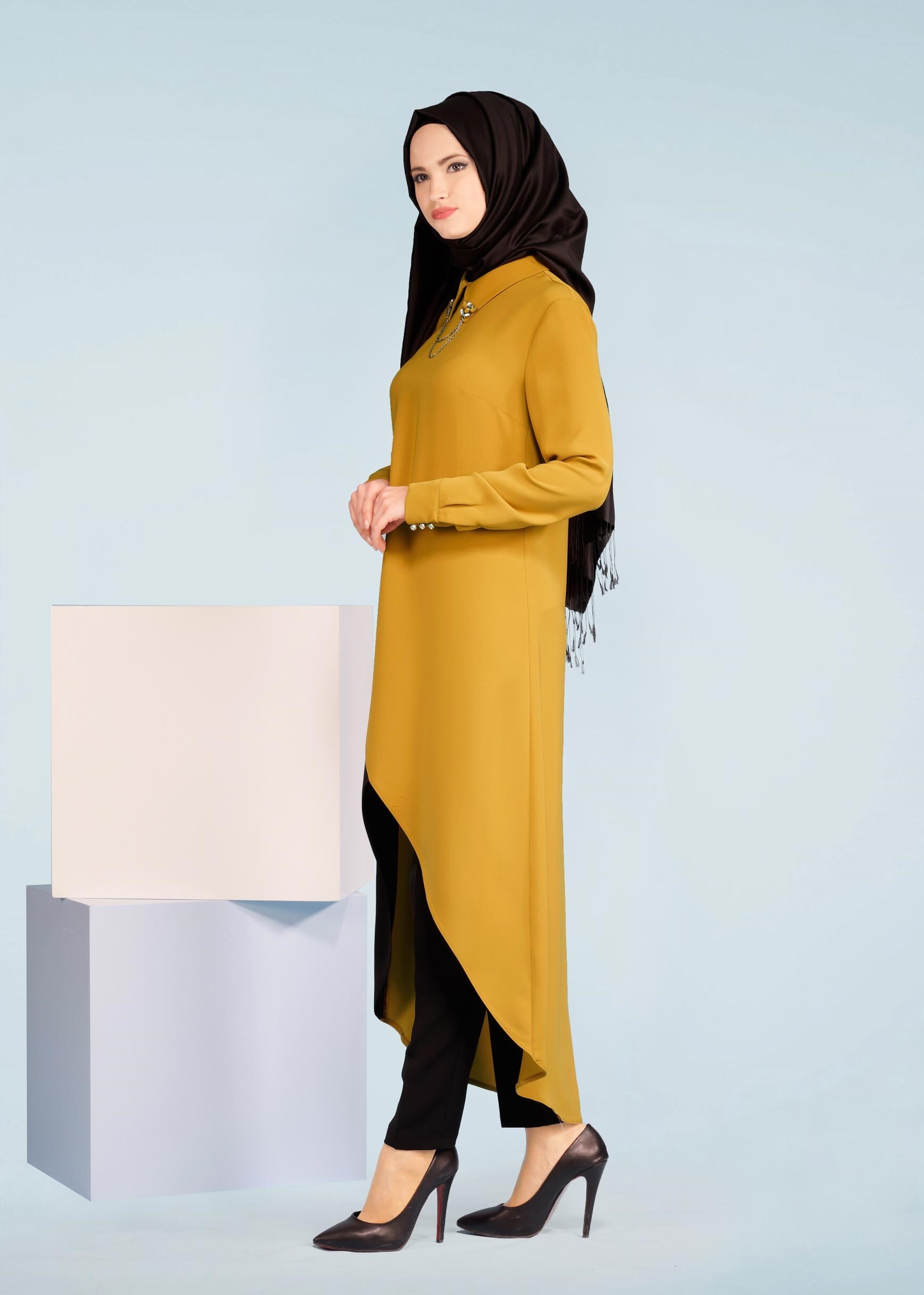 Tesettür giyim SARI 3368P KİWON 2&prime;Lİ PANT.TAKIM 38/46 TEK40
