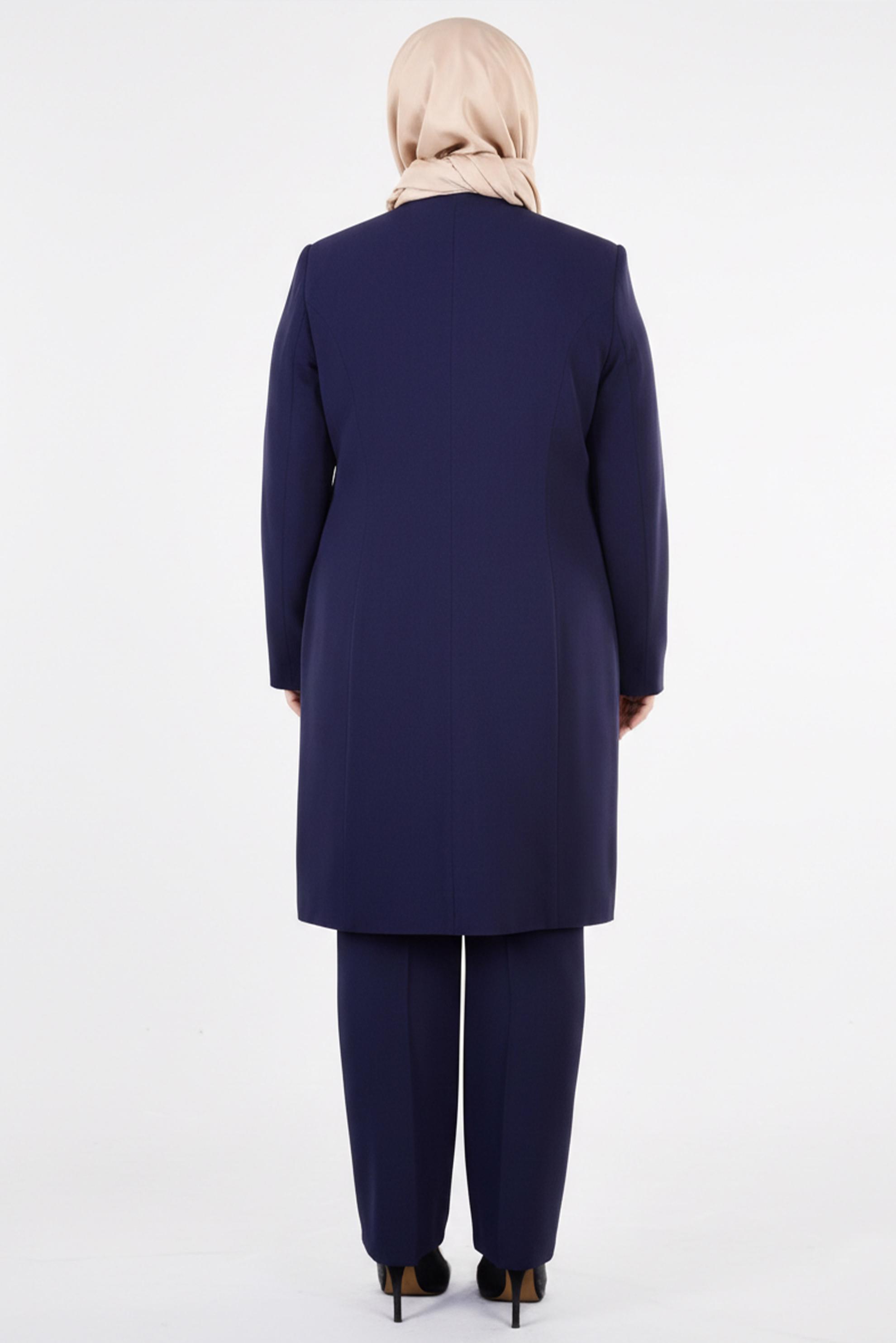 Tesettür giyim LACİVERT ÜÇLÜ PANTOLONLU TAKIM 3400