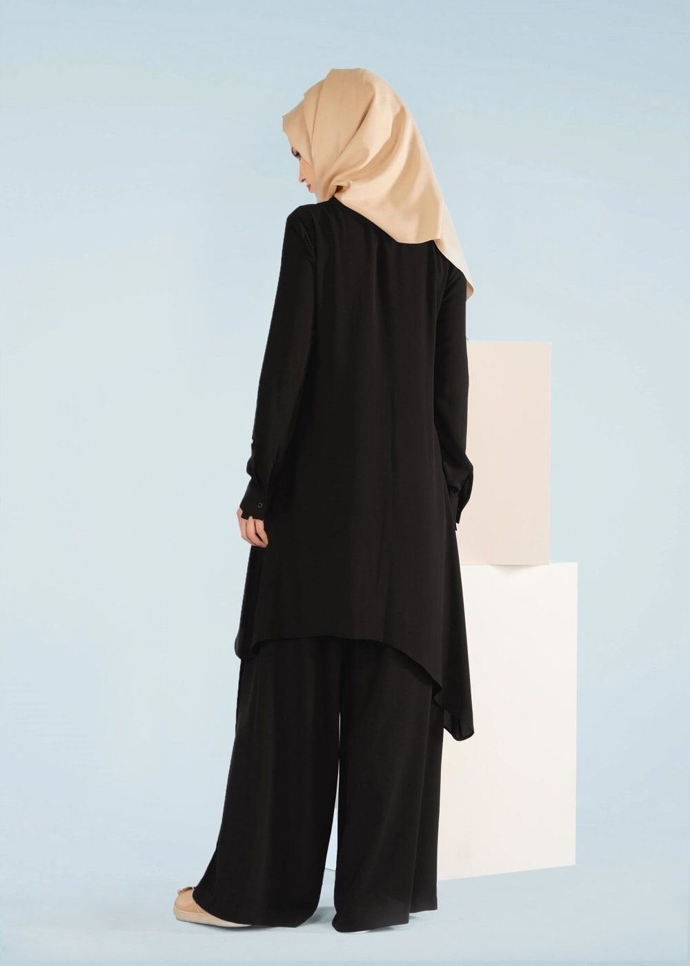 Tesettür giyim SİYAH 4107 NİŞANTAŞI 2&prime;Lİ PANT.TAKIM 38/46 TEK42