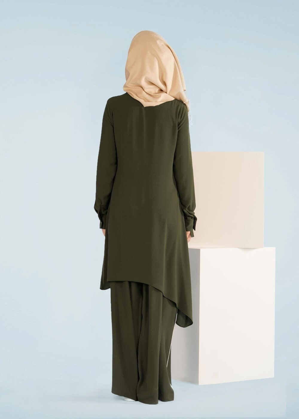 Tesettür giyim HAKİ 4107 NİŞANTAŞI 2&prime;Lİ PANT.TAKIM 38/46 TEK42