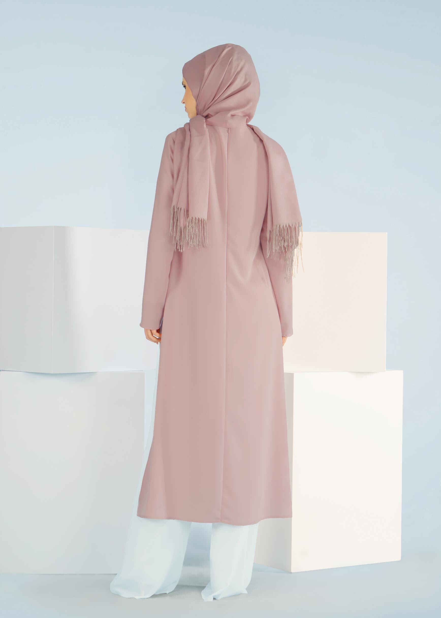 Tesettür giyim PUDRA PANTOLONLU KREP TAKIM 3361P