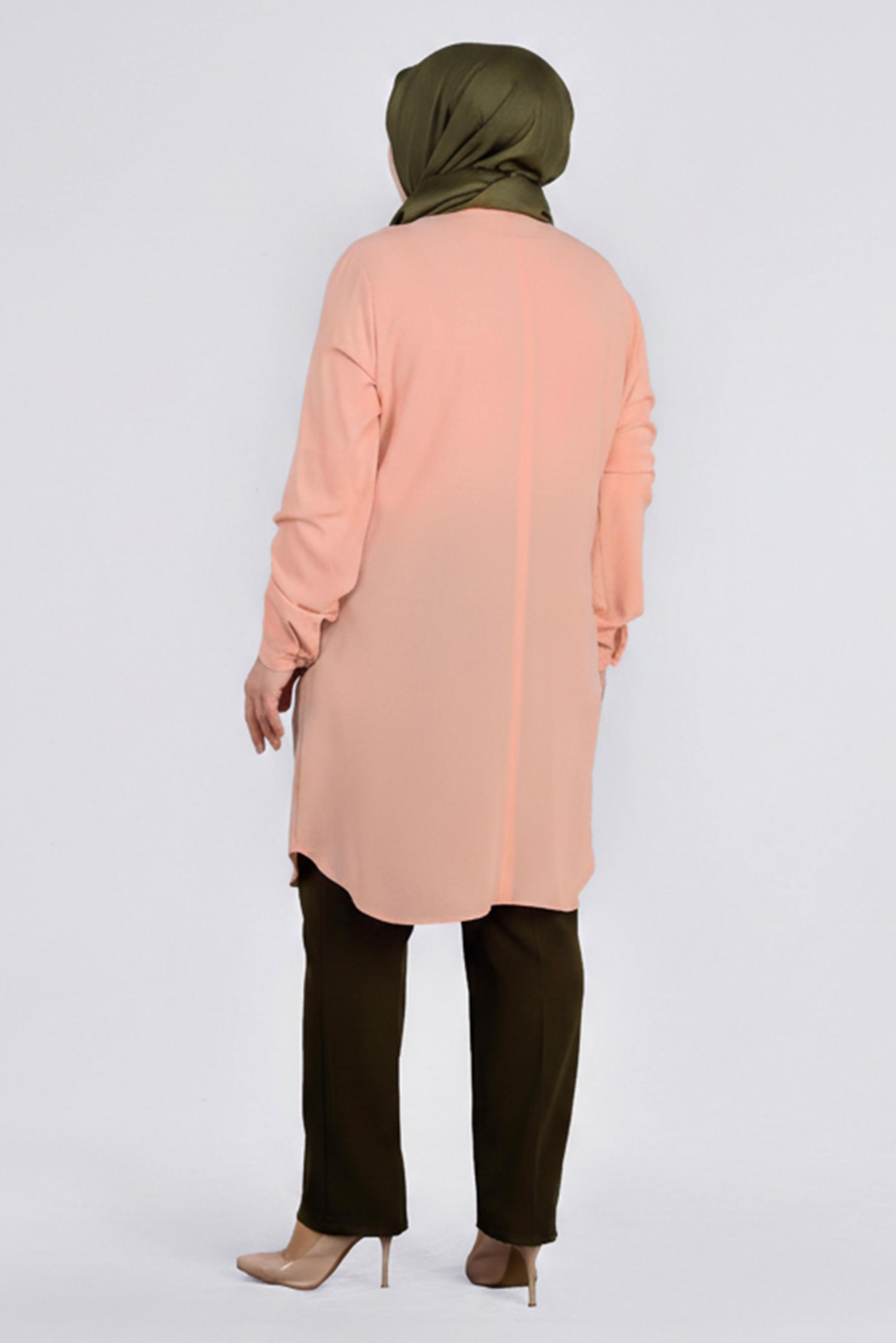 Tesettür giyim PUDRA ÇİÇEK DESENLİ TUNİK 2681