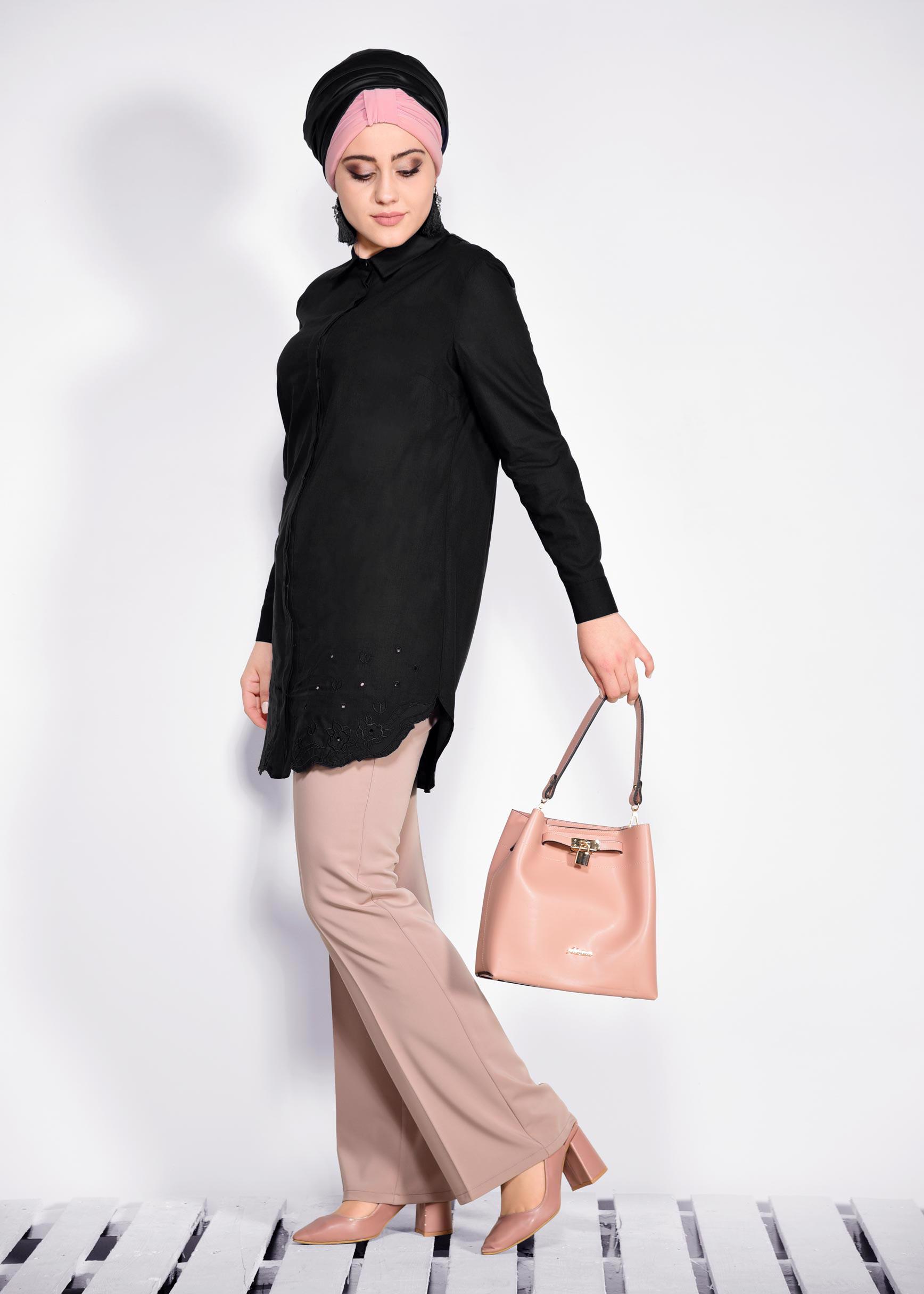 Tesettür giyim SİYAH 2685 NEW VUAL TUNİK 44/50 TEK42