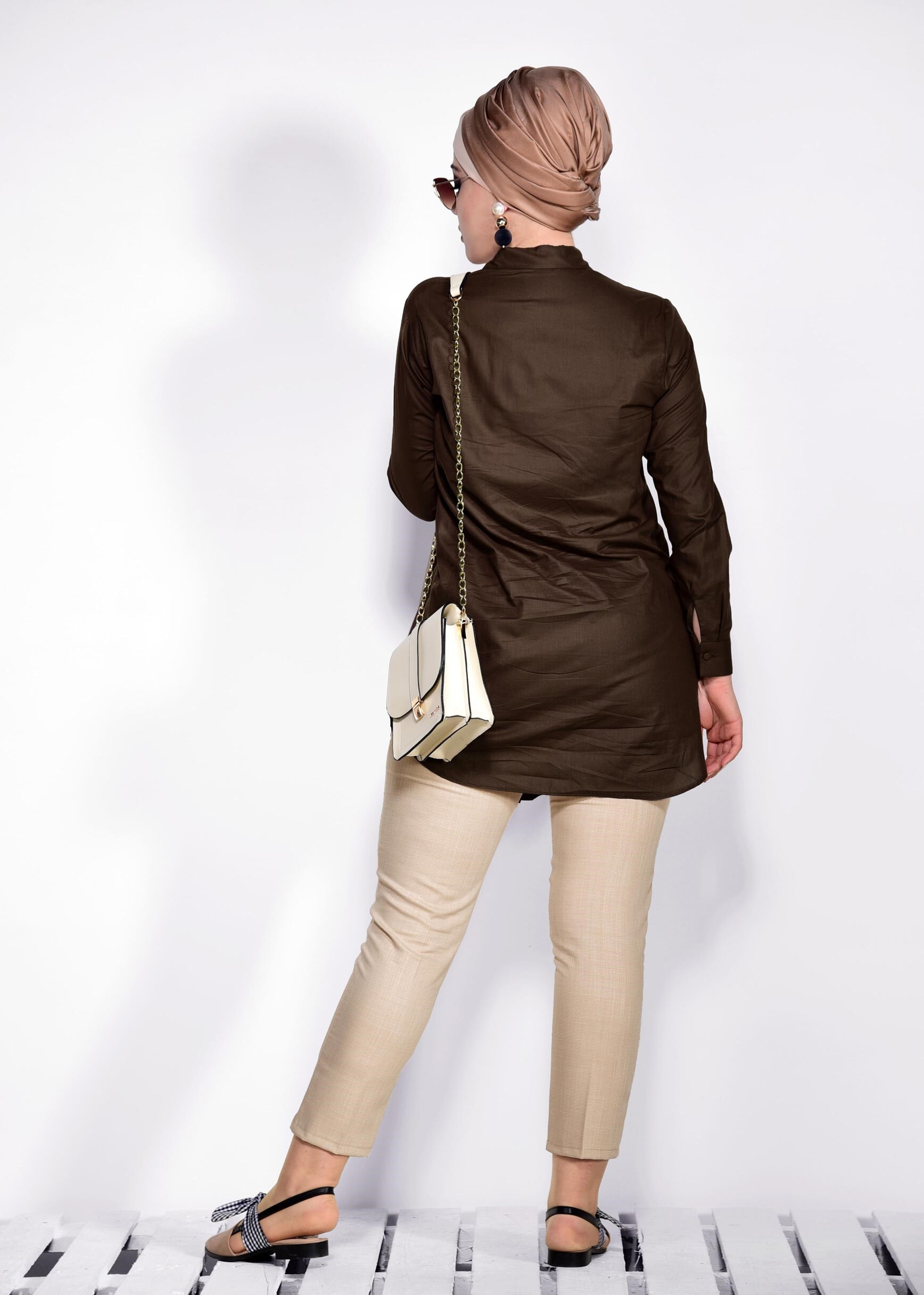 Tesettür giyim KAHVE 2685 NEW VUAL TUNİK 44/50 TEK42