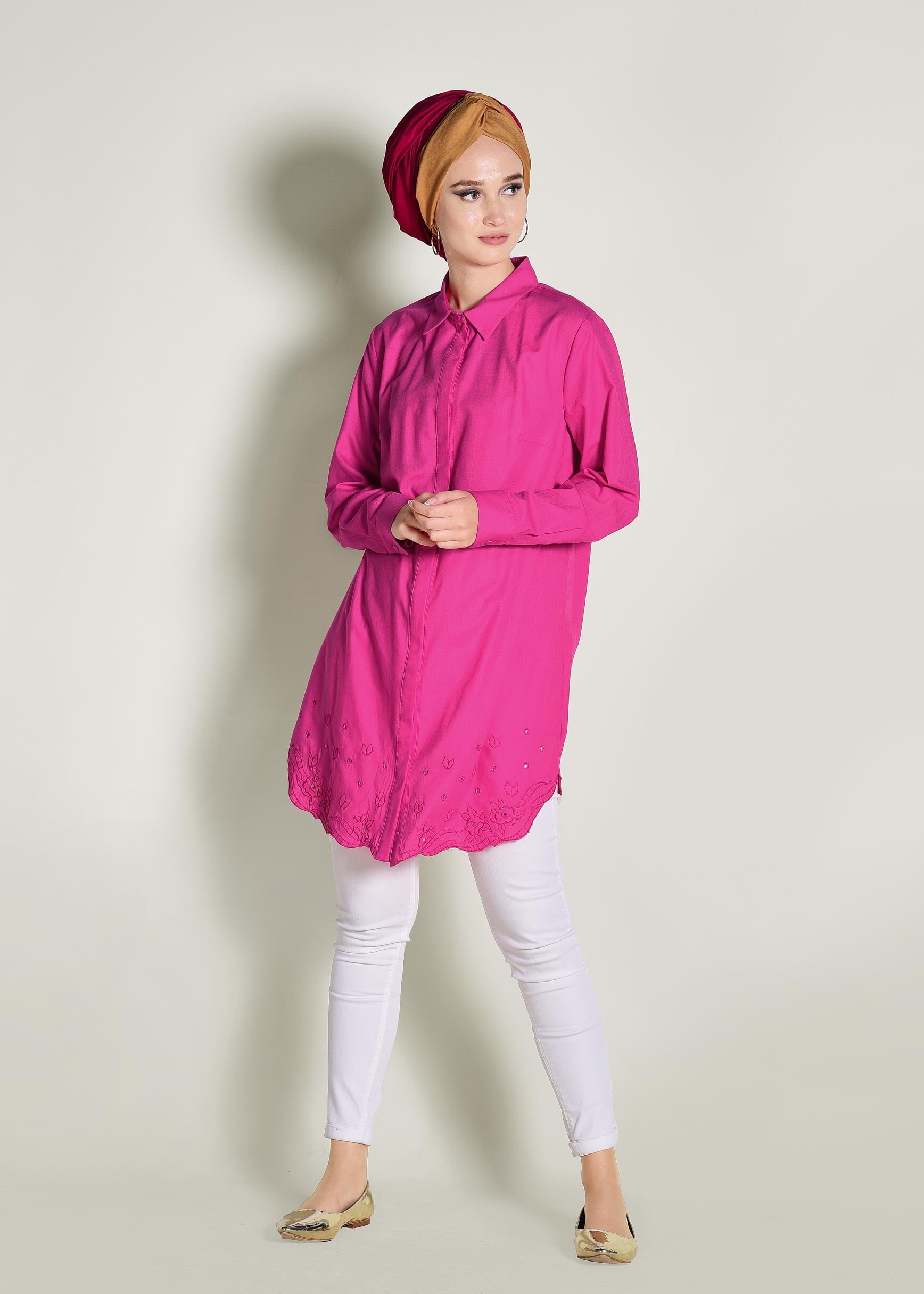 Tesettür giyim PEMBE 2685 NEW VUAL TUNİK 44/50 TEK42