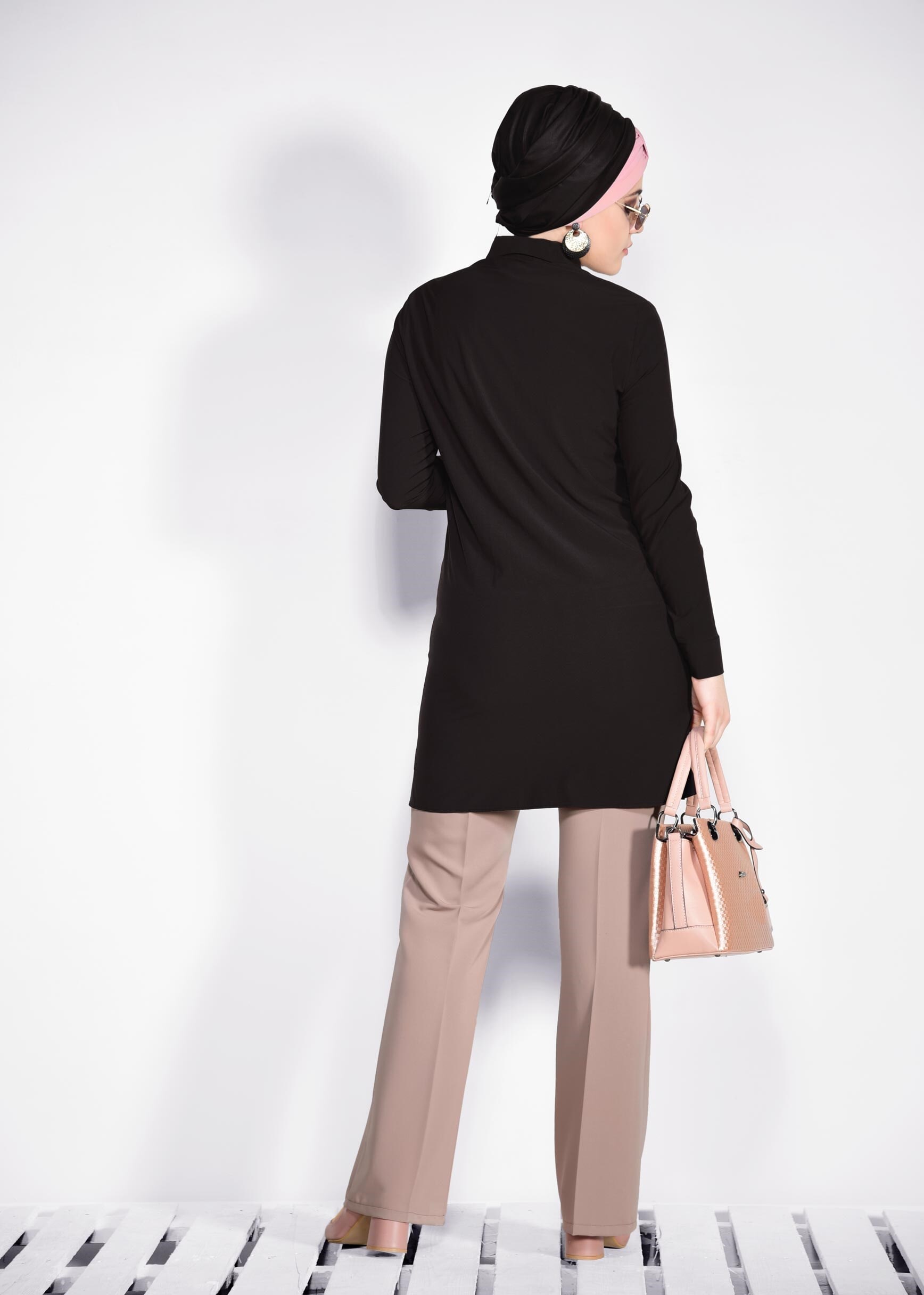 Tesettür giyim SİYAH 2694 NEW FESTİVAL TUNİK 44/50 TEK42