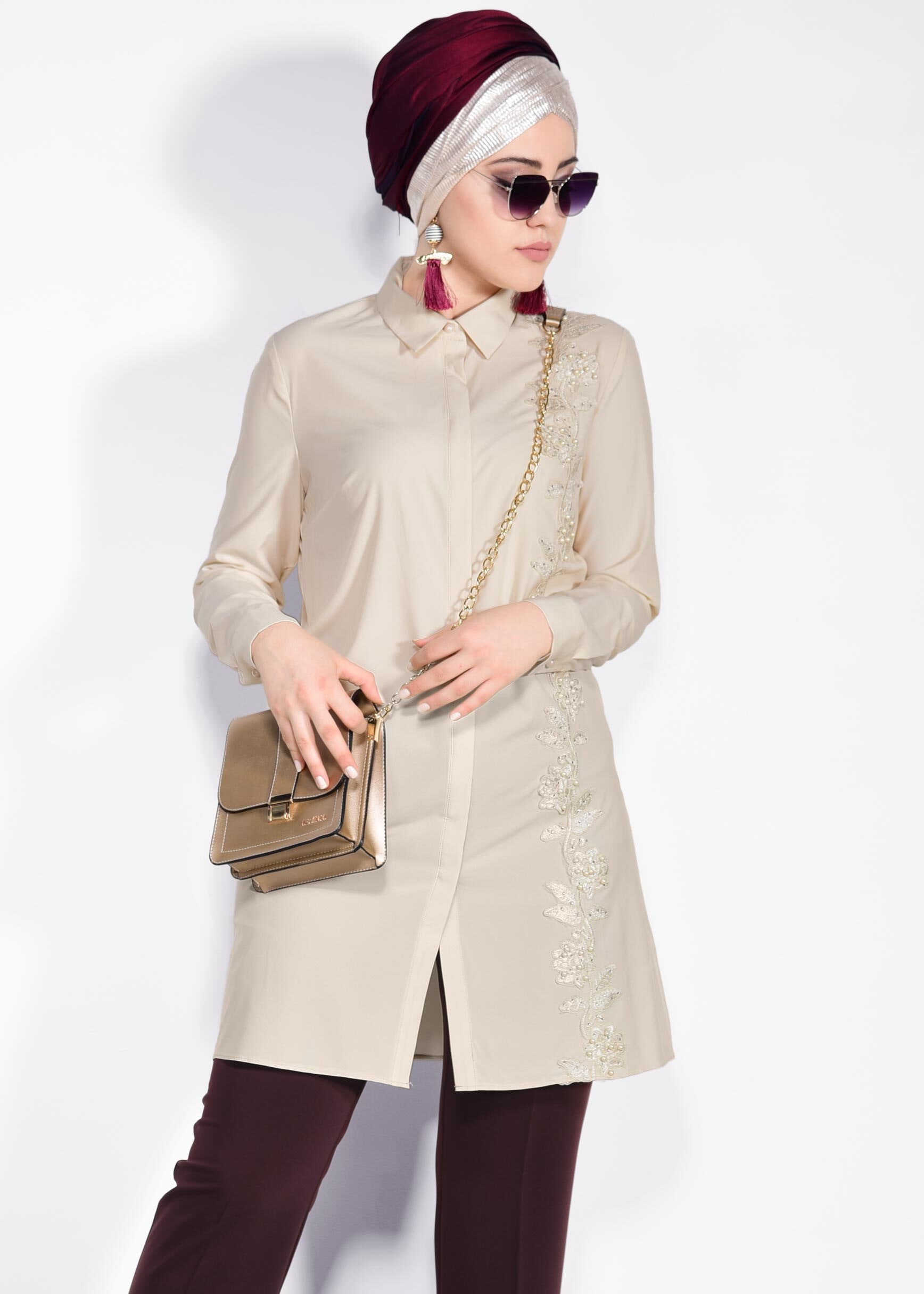 Tesettür giyim BEJ 2694 NEW FESTİVAL TUNİK 44/50 TEK42