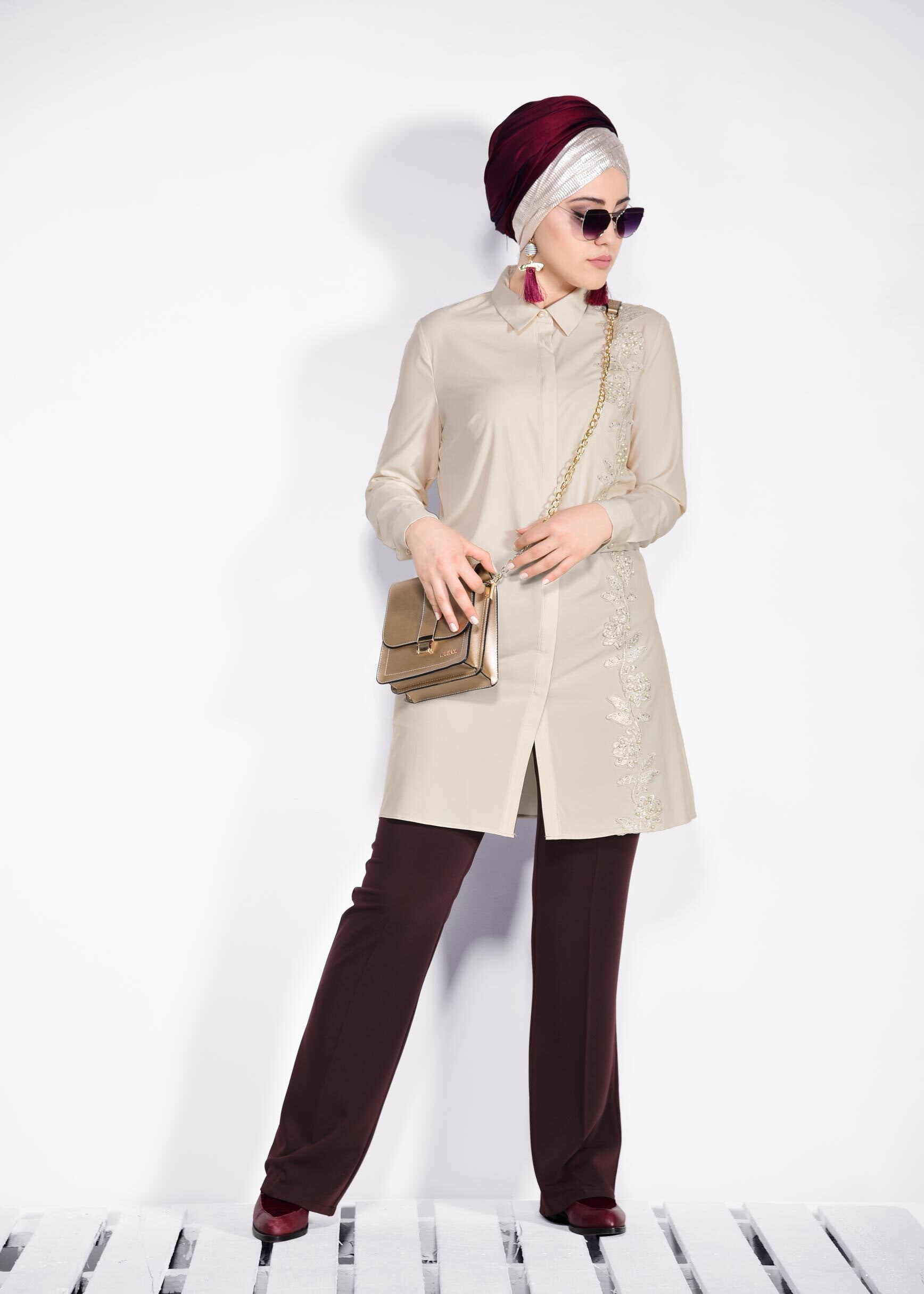 Tesettür giyim BEJ 2694 NEW FESTİVAL TUNİK 44/50 TEK42