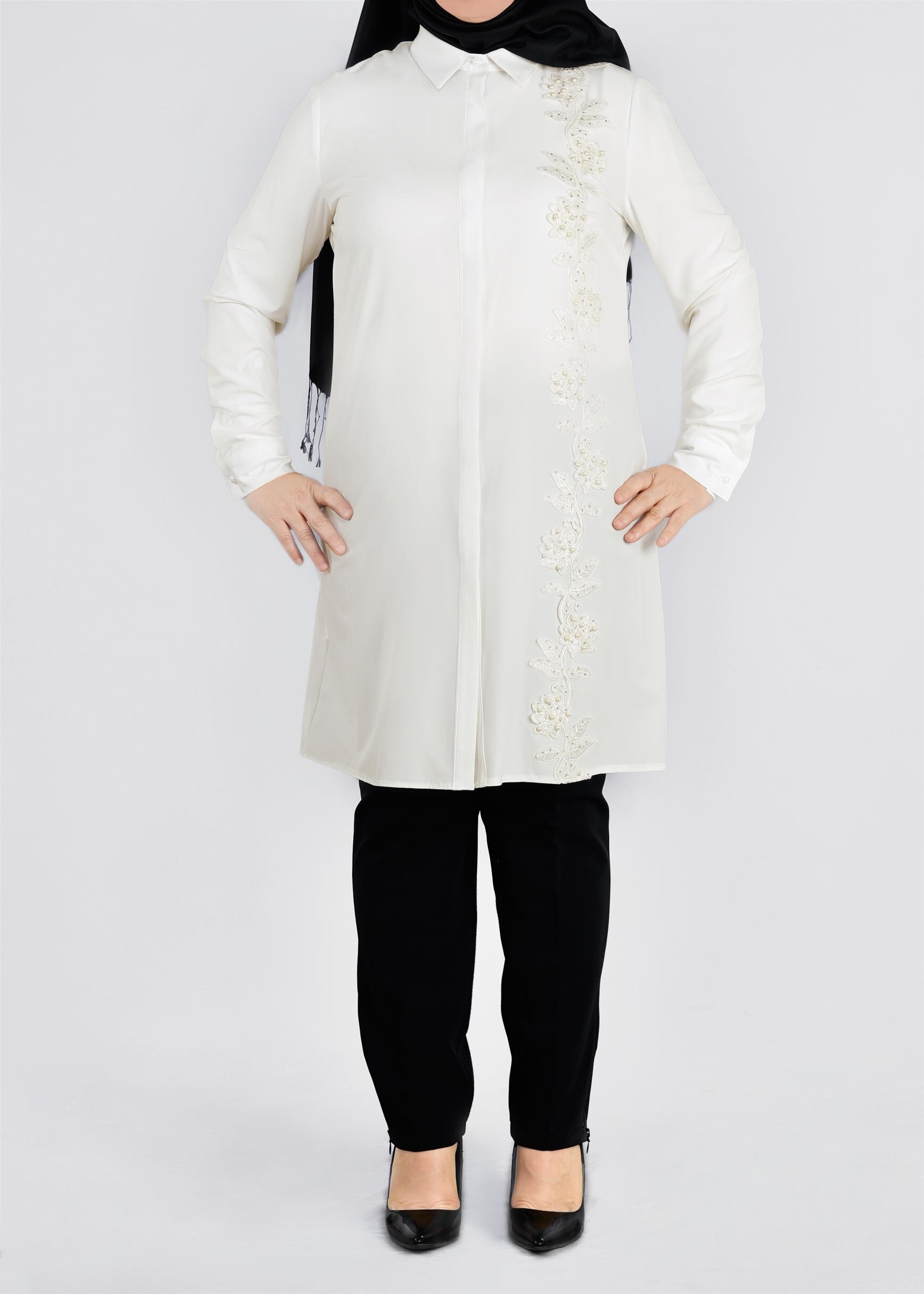 Tesettür giyim EKRU 2694 NEW FESTİVAL TUNİK 44/50 TEK42