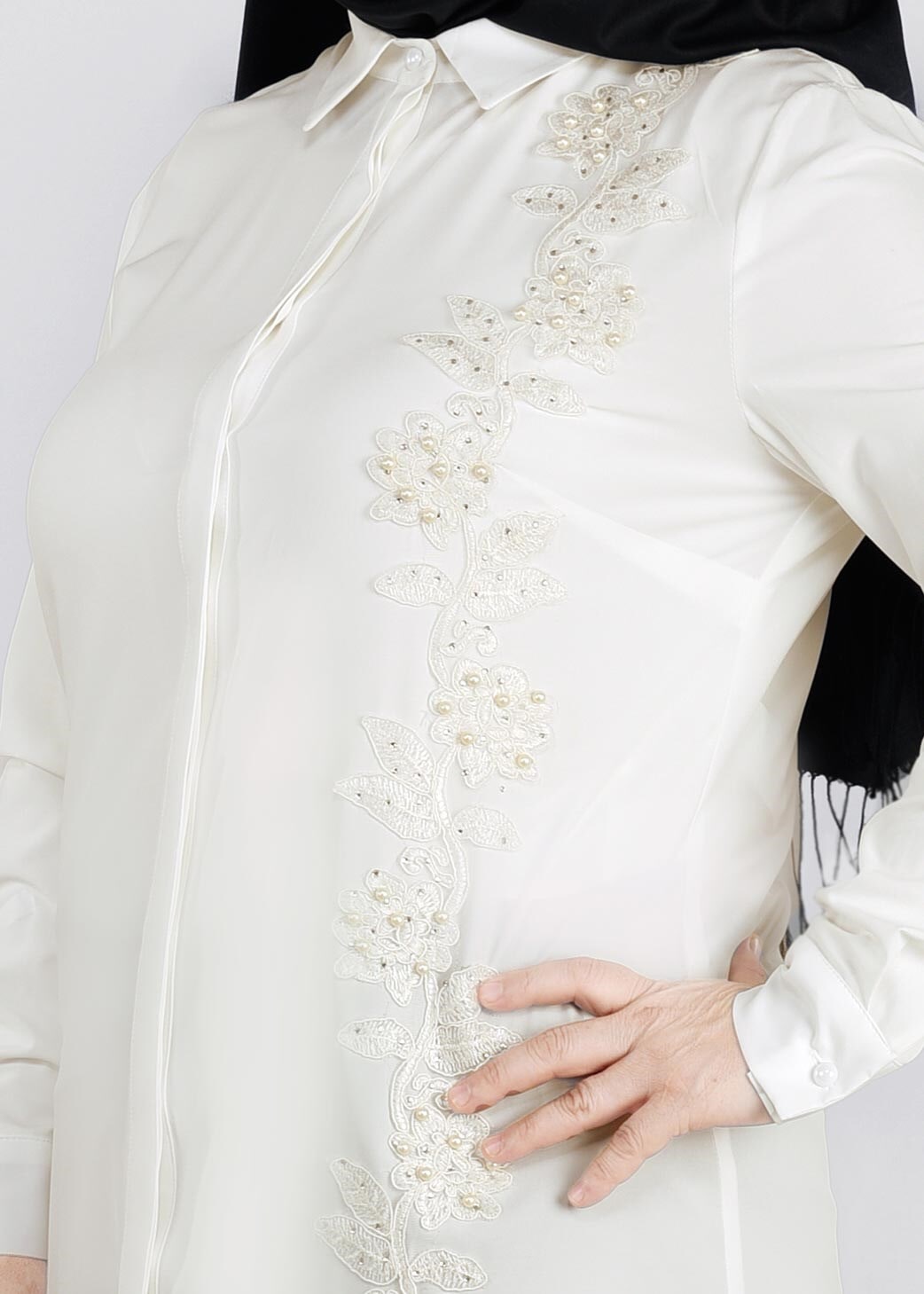 Tesettür giyim EKRU 2694 NEW FESTİVAL TUNİK 44/50 TEK42