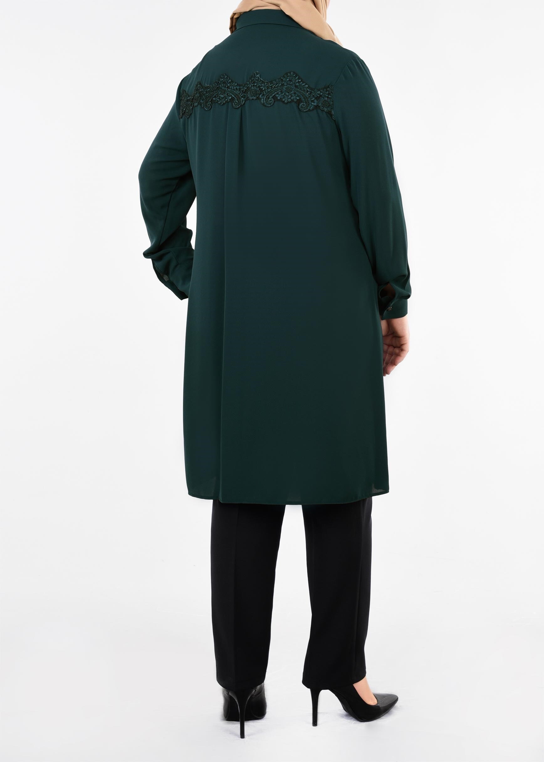 Tesettür giyim YEŞİL 2703 ESİNTİ TUNİK 44/52 TEK42