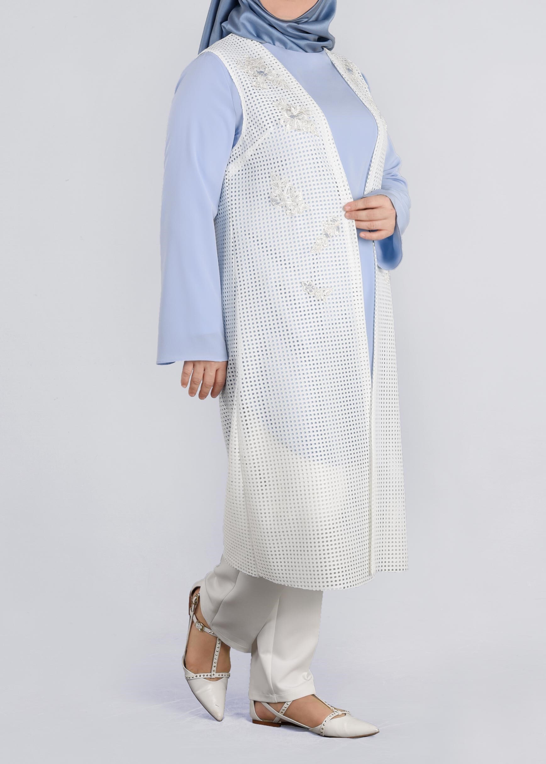 Tesettür giyim BEYAZ 2706 STRİNG 1838 2&prime;Lİ TUNİK 44/50 TEK42