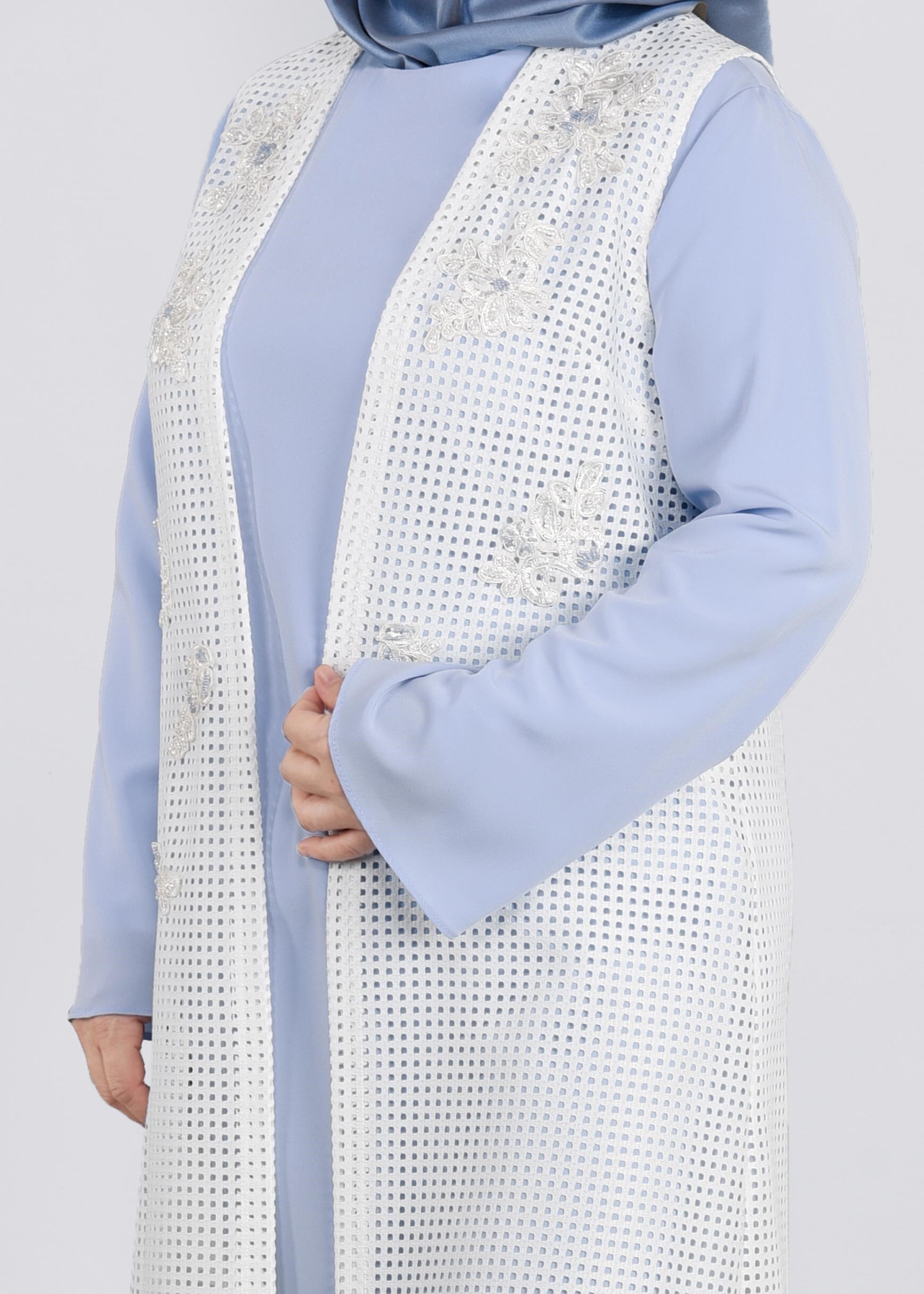 Tesettür giyim BEYAZ 2706 STRİNG 1838 2&prime;Lİ TUNİK 44/50 TEK42