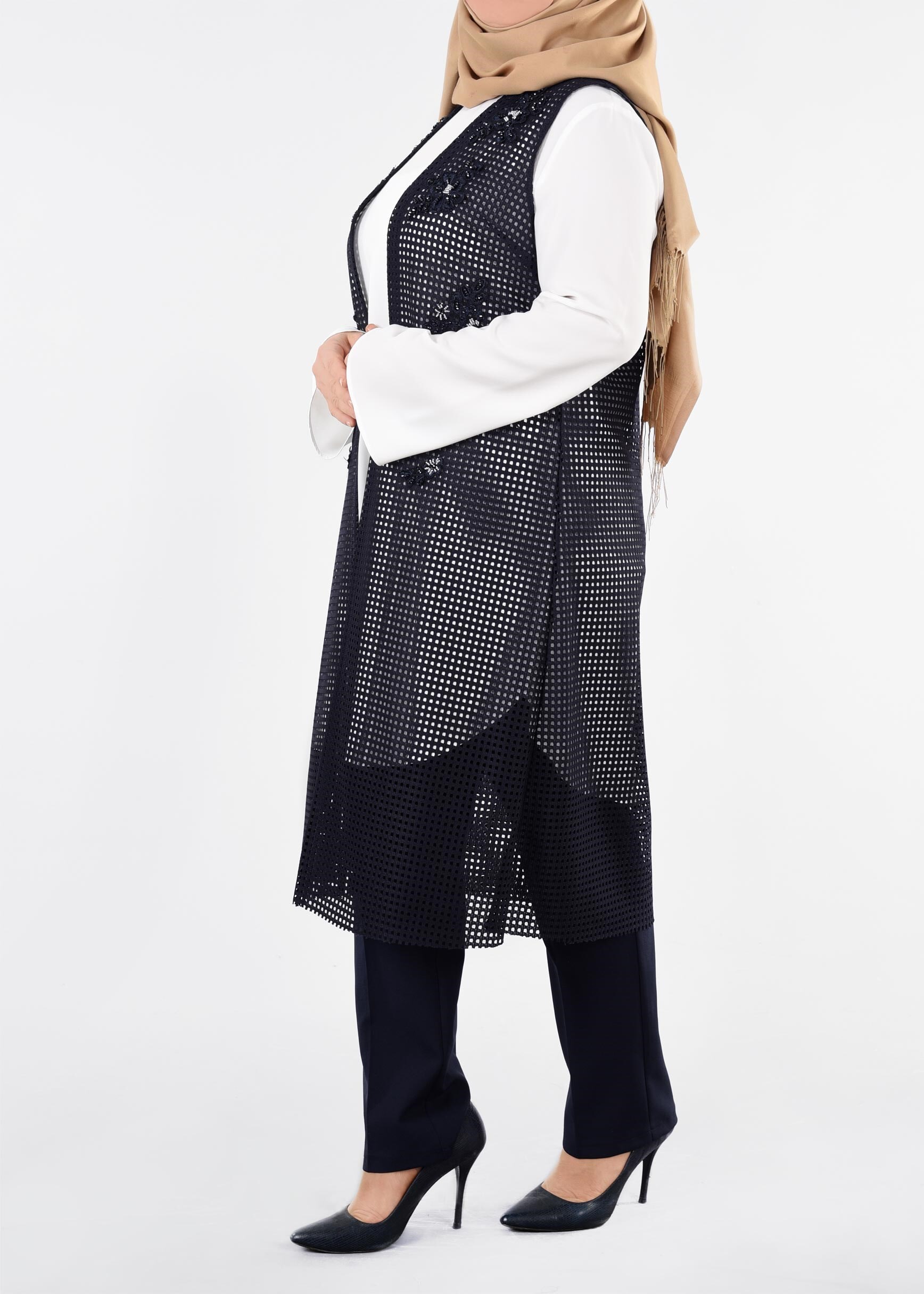 Tesettür giyim LACİVERT 2706 STRİNG 1838 2&prime;Lİ TUNİK 44/50 TEK42