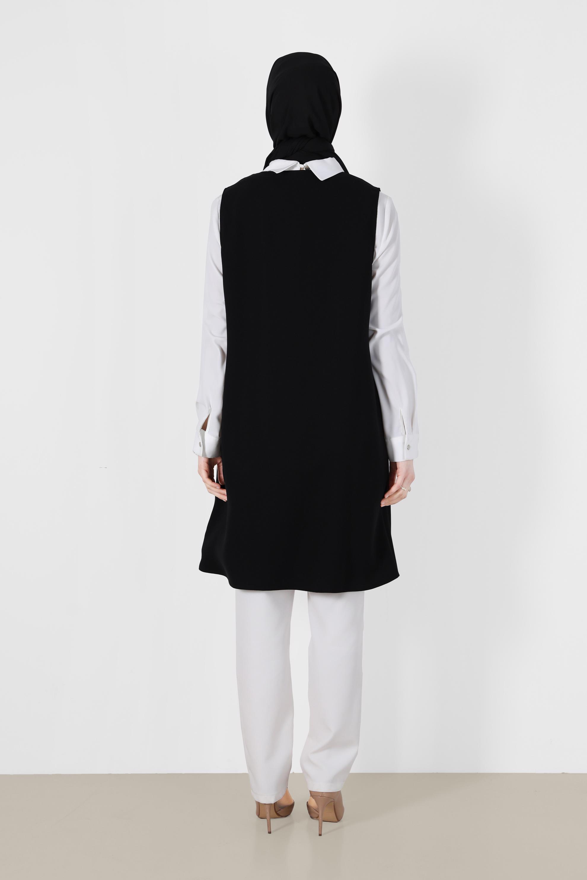 Tesettür giyim SİYAH BONCUKLU NAKIŞLI 2&prime;Lİ TUNİK 2708 