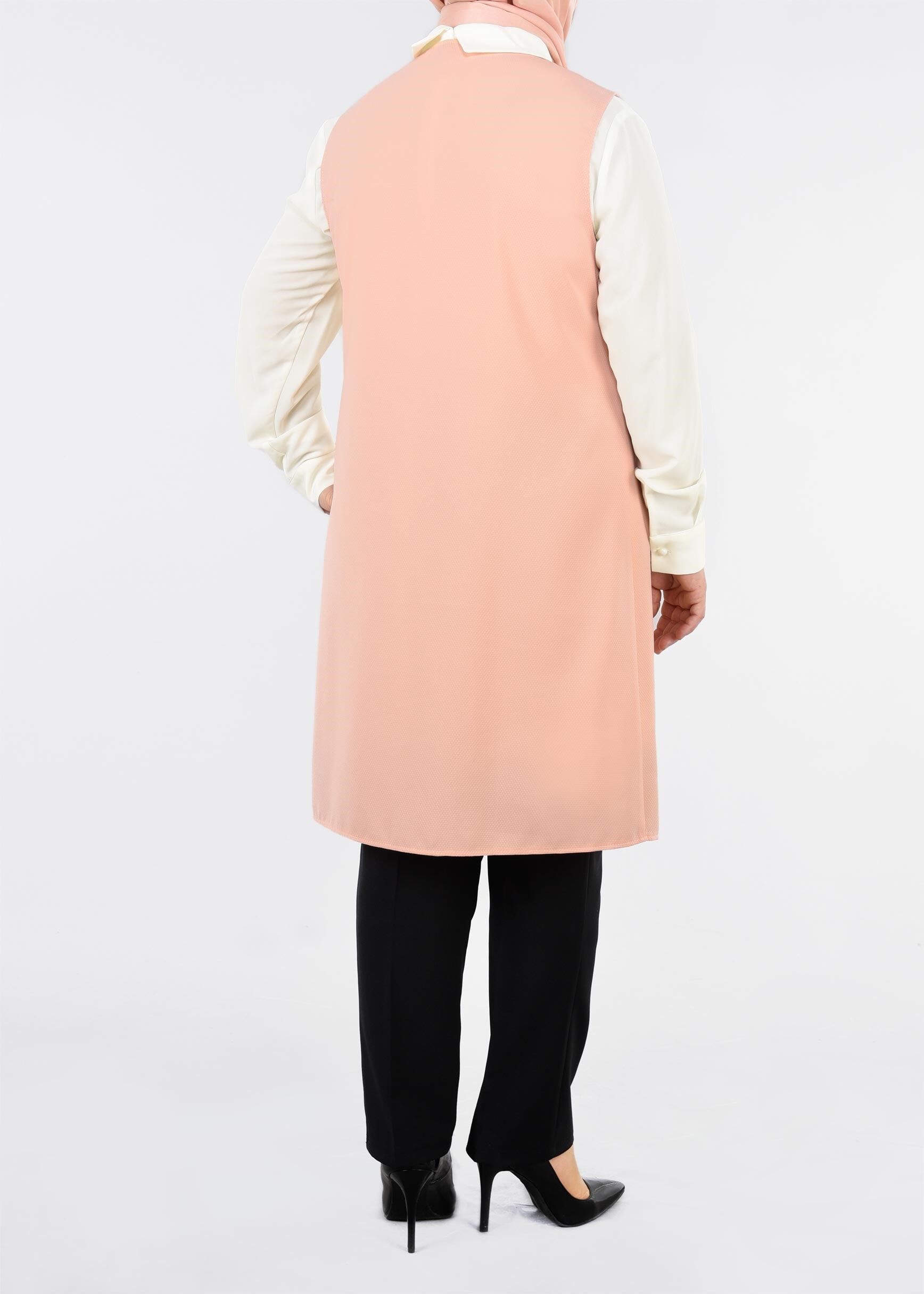 Tesettür giyim PUDRA BONCUKLU NAKIŞLI 2&prime;Lİ TUNİK 2708 